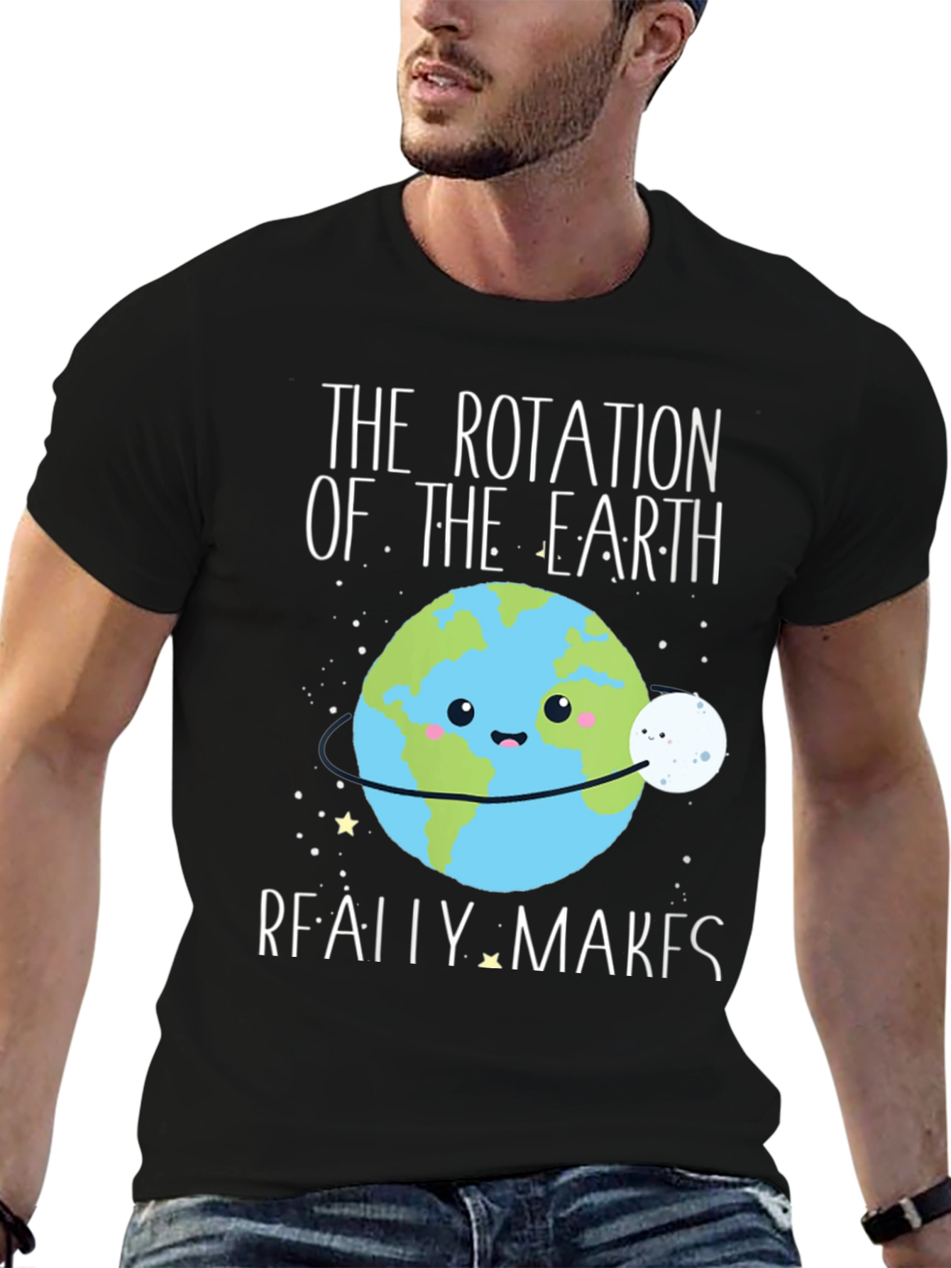 Earth Rotation T-Shirt Funny Cartoon Graphic Tee