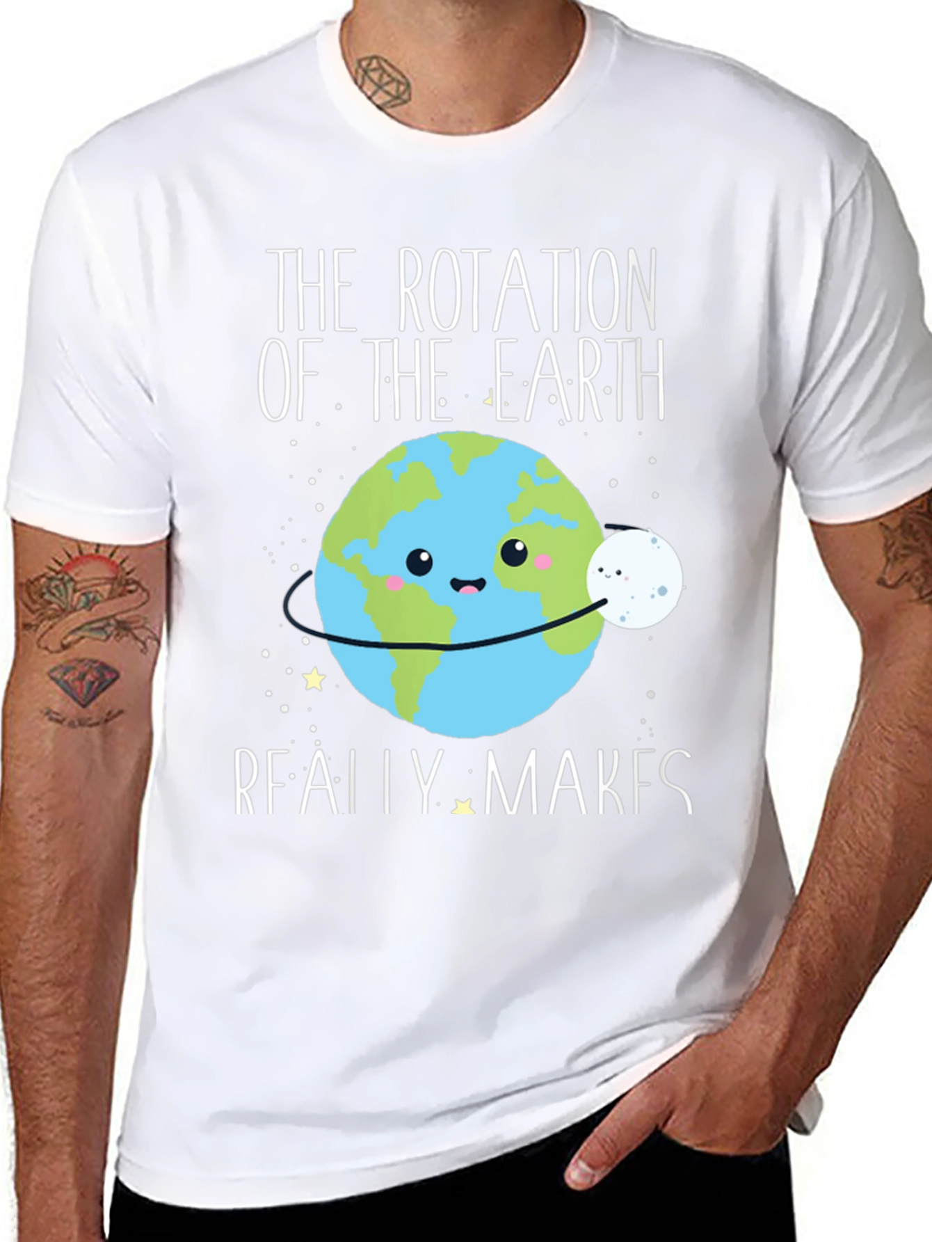 Earth Rotation T-Shirt Funny Cartoon Graphic Tee