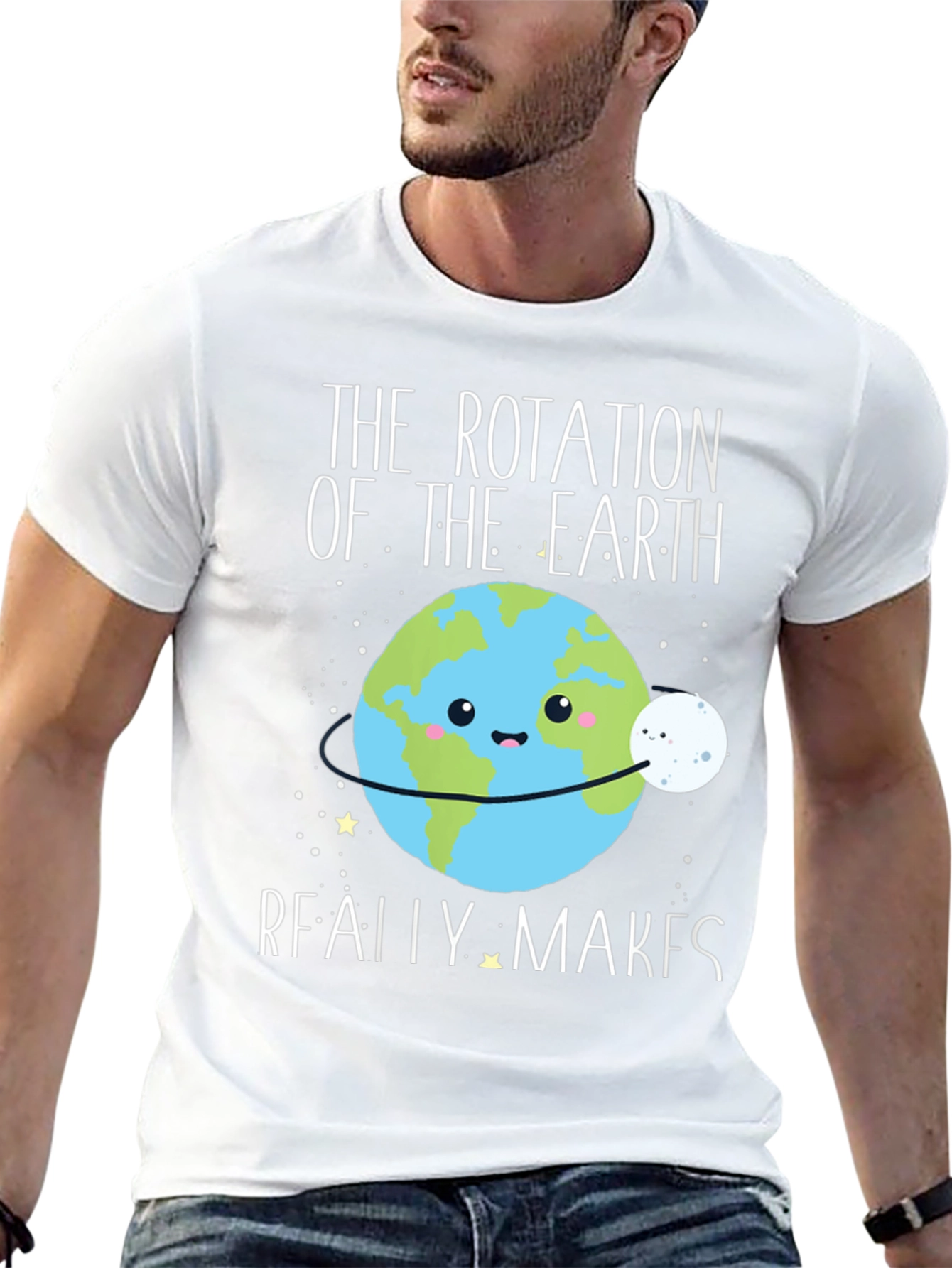 Earth Rotation T-Shirt Funny Cartoon Graphic Tee