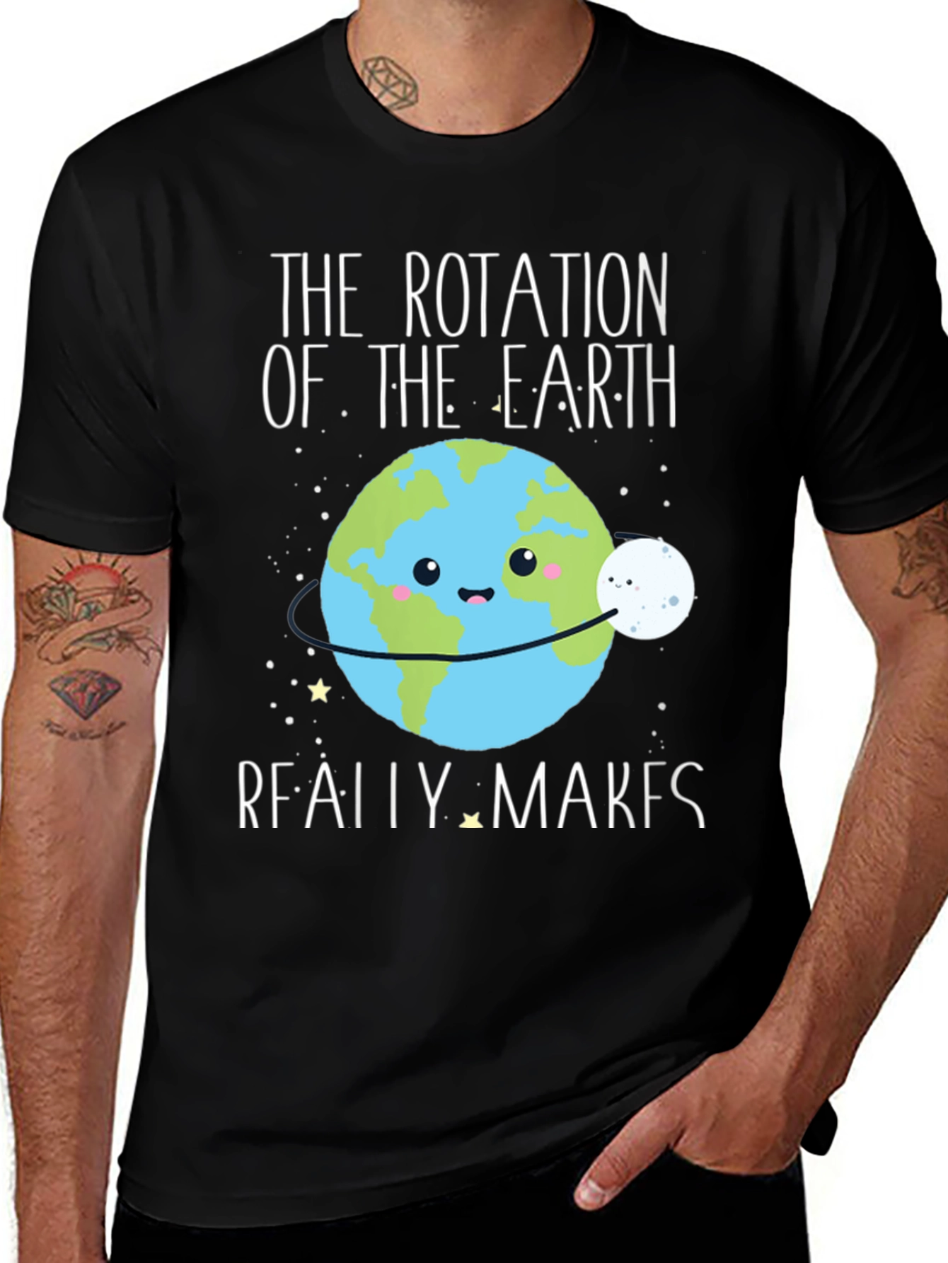 Earth Rotation T-Shirt Funny Cartoon Graphic Tee