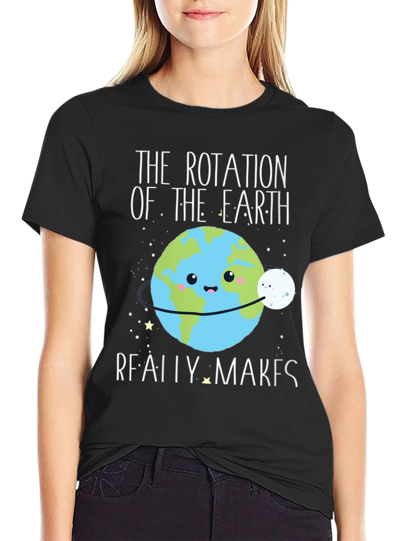 Earth Rotation T-Shirt Funny Cartoon Graphic Tee