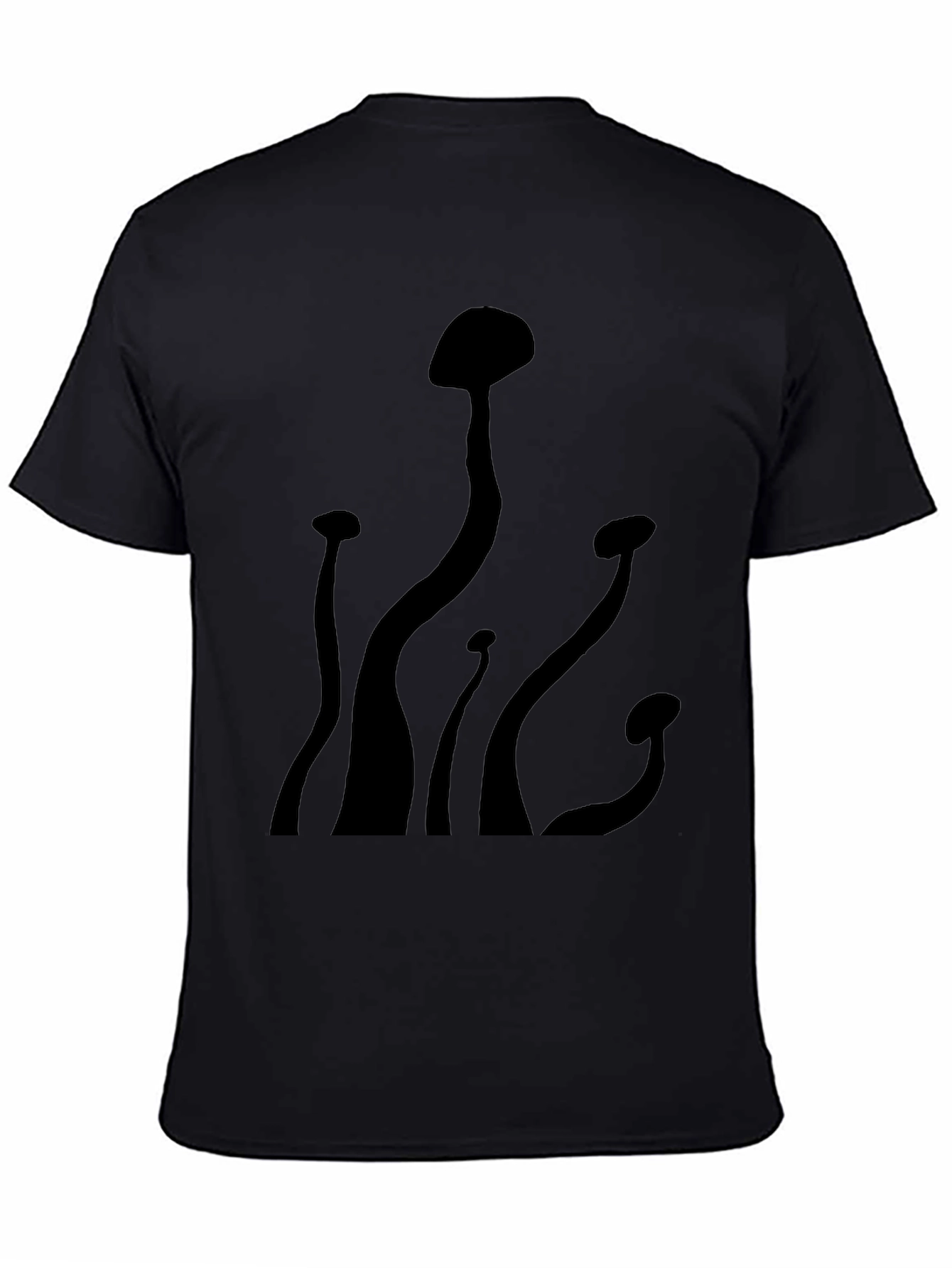Mens Black Mushroom Graphic Tee - Casual Comfort