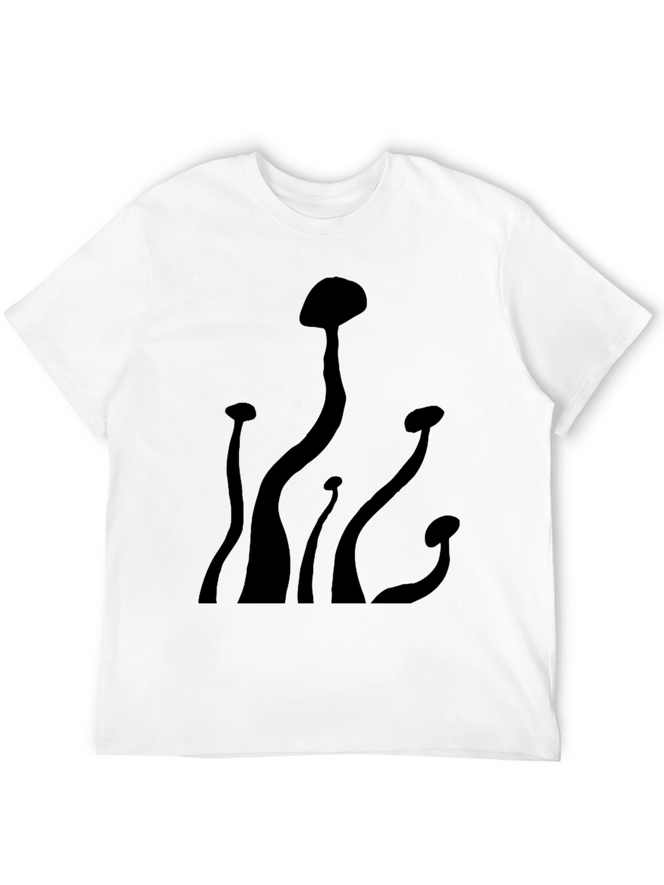 Mens Black Mushroom Graphic Tee - Casual Comfort