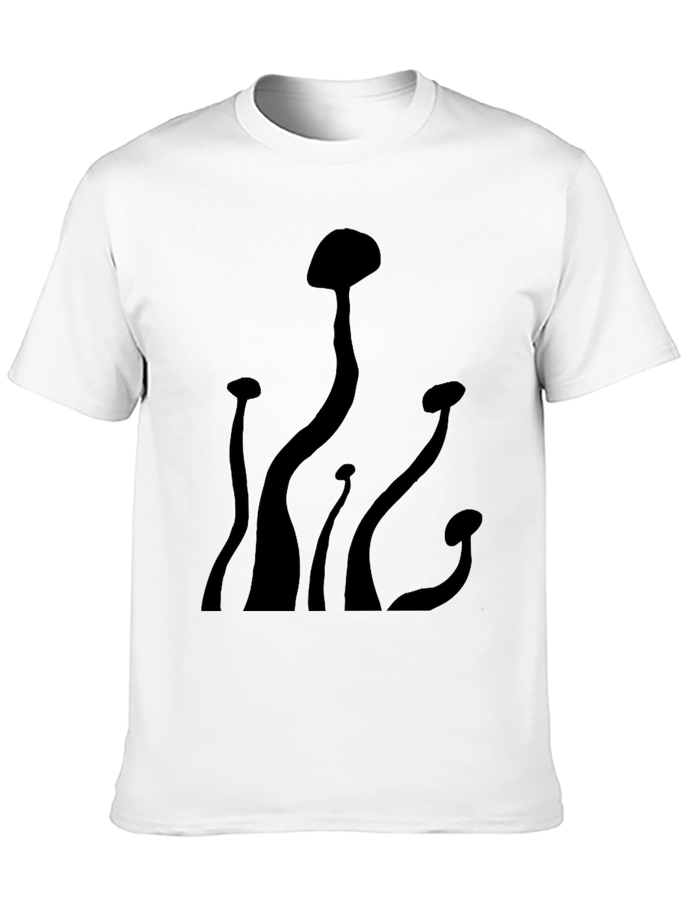 Mens Black Mushroom Graphic Tee - Casual Comfort