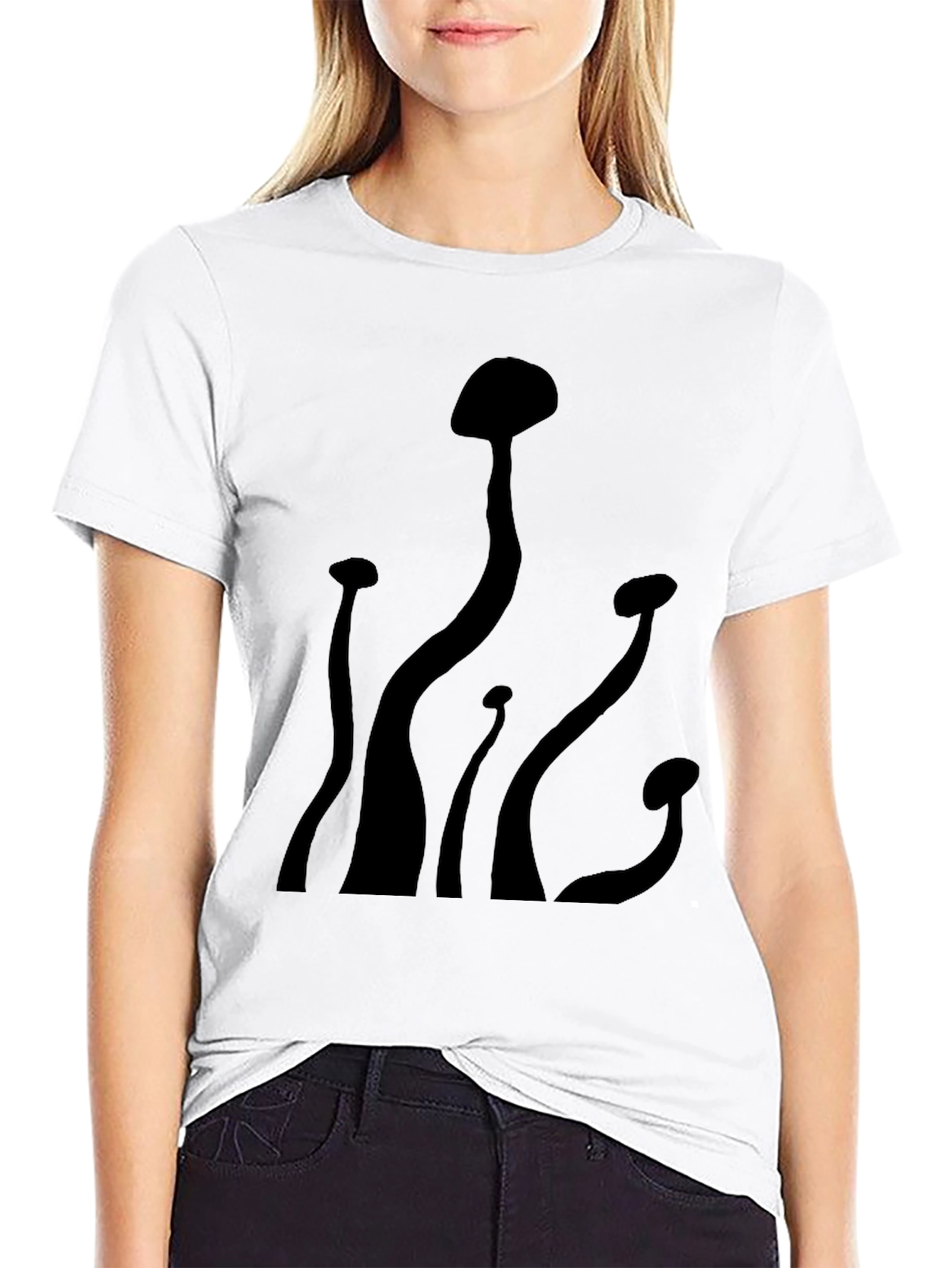 Mens Black Mushroom Graphic Tee - Casual Comfort
