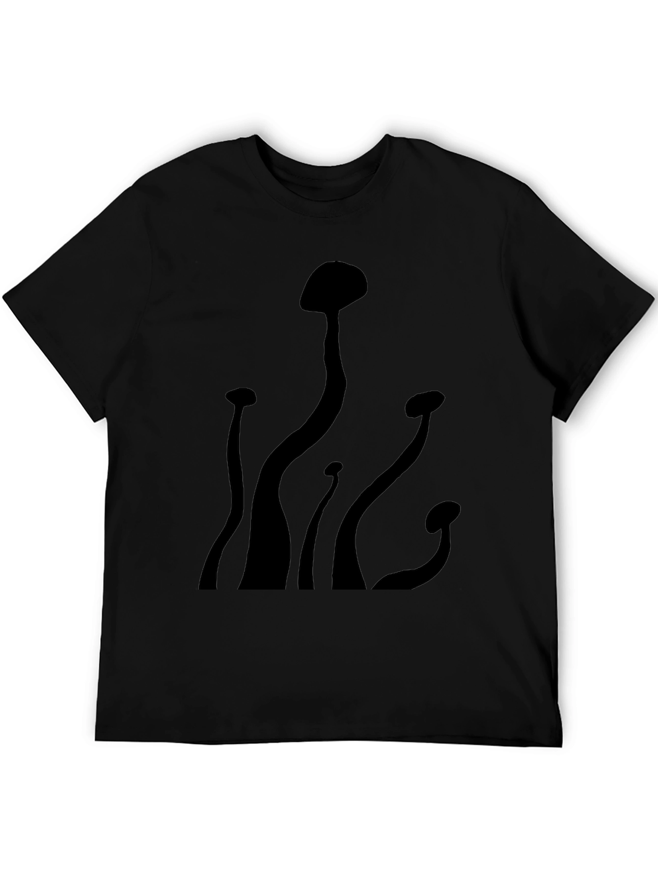 Mens Black Mushroom Graphic Tee - Casual Comfort
