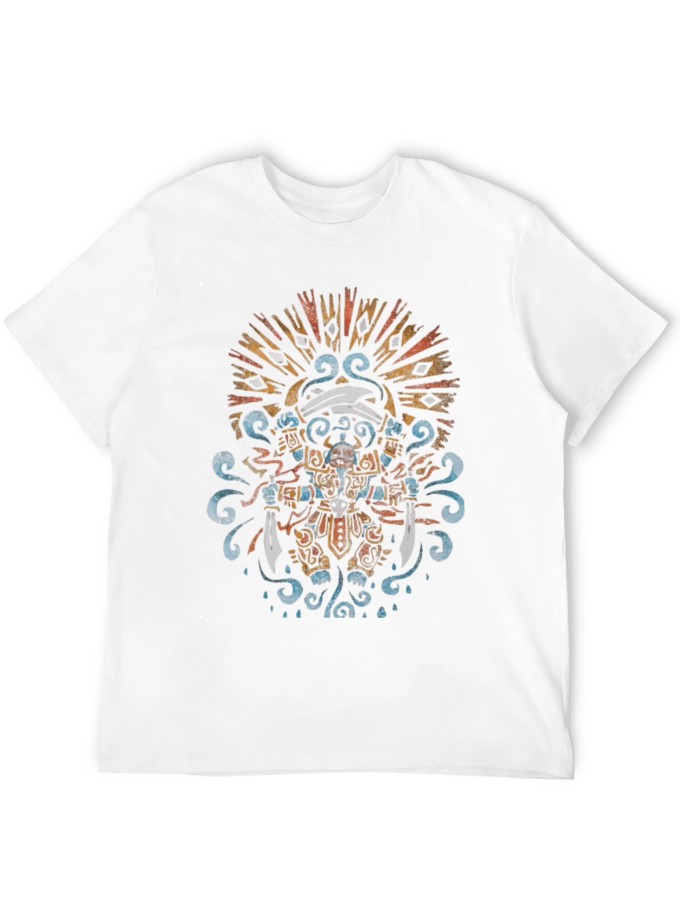 Aztec Warrior Graphic Tee - Black Crewneck T-Shirt