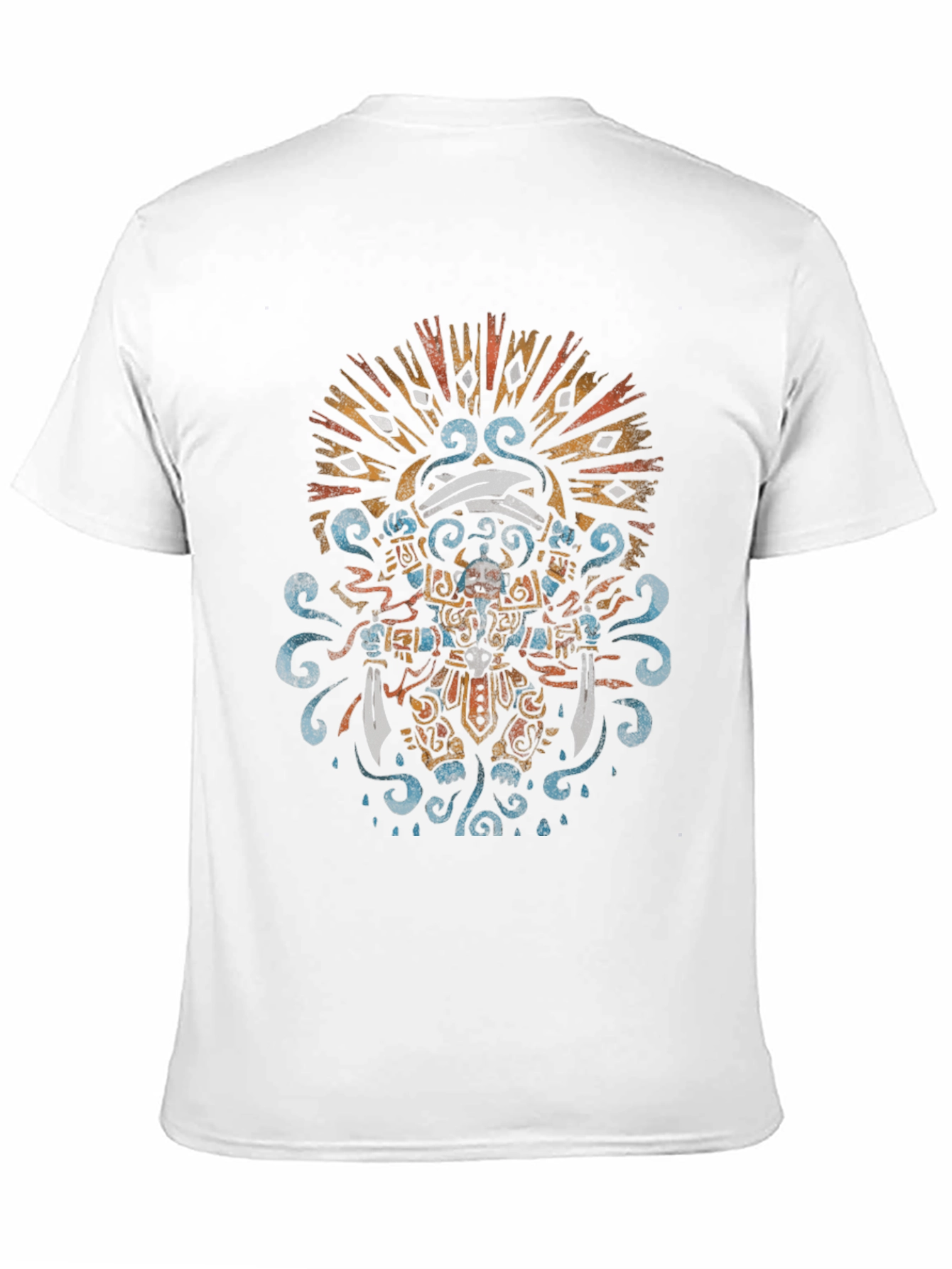 Aztec Warrior Graphic Tee - Black Crewneck T-Shirt