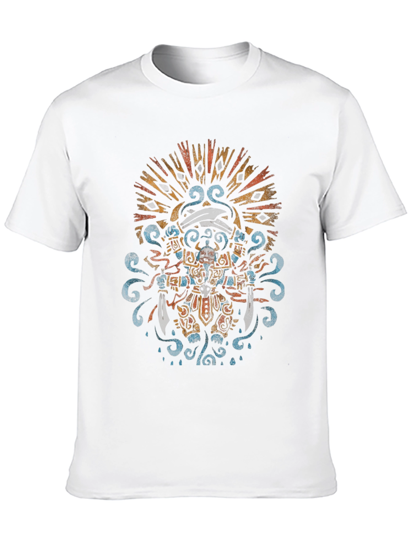 Aztec Warrior Graphic Tee - Black Crewneck T-Shirt