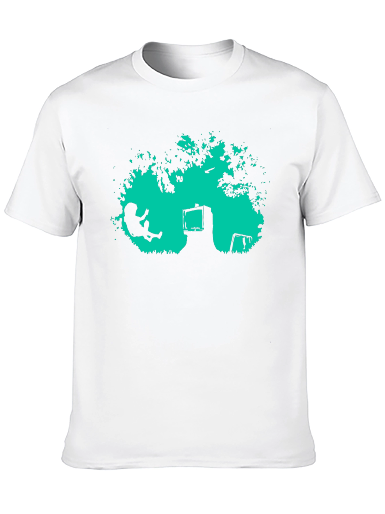 Retro TV Tree Swing Black T-Shirt