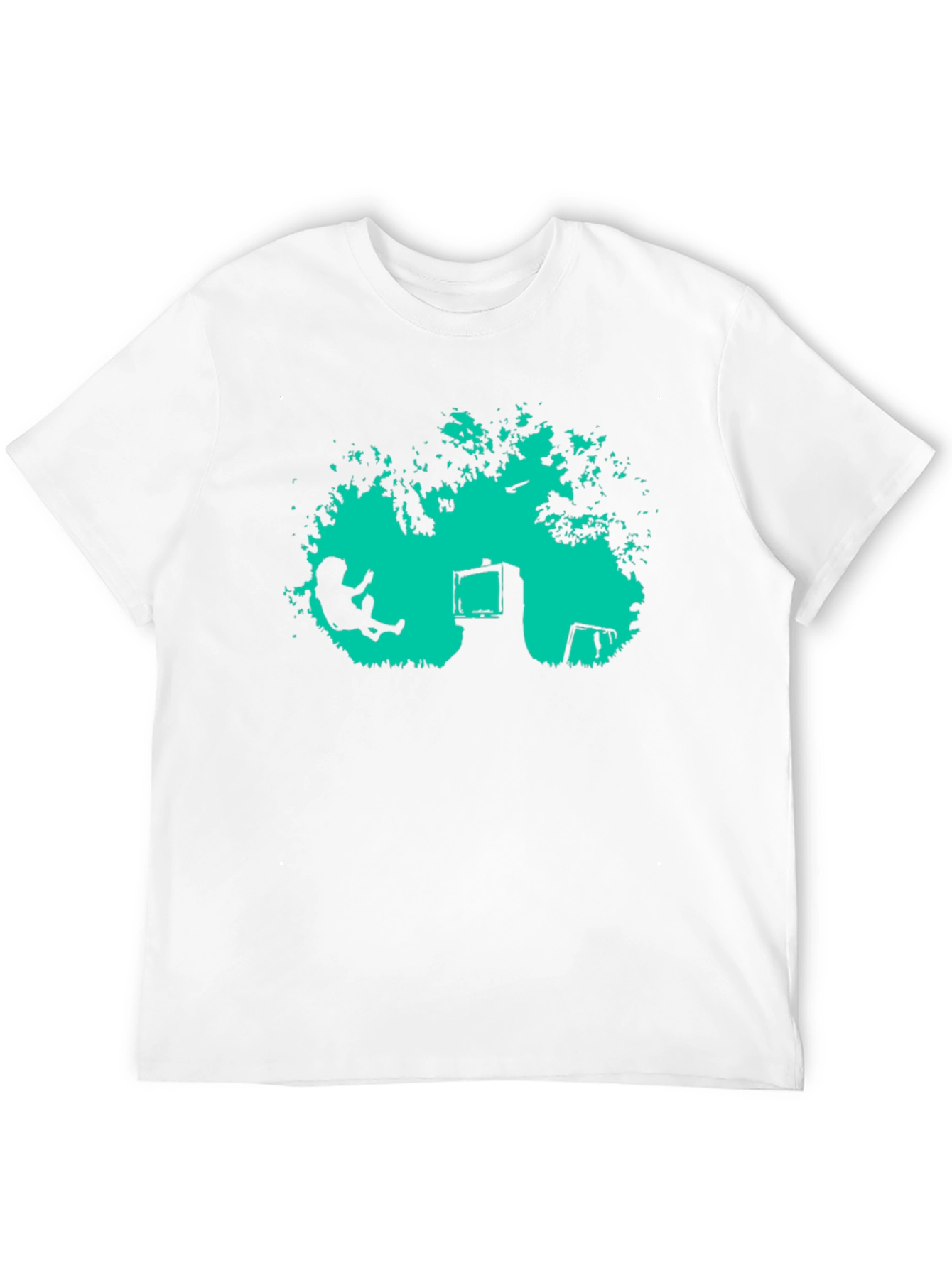 Retro TV Tree Swing Black T-Shirt