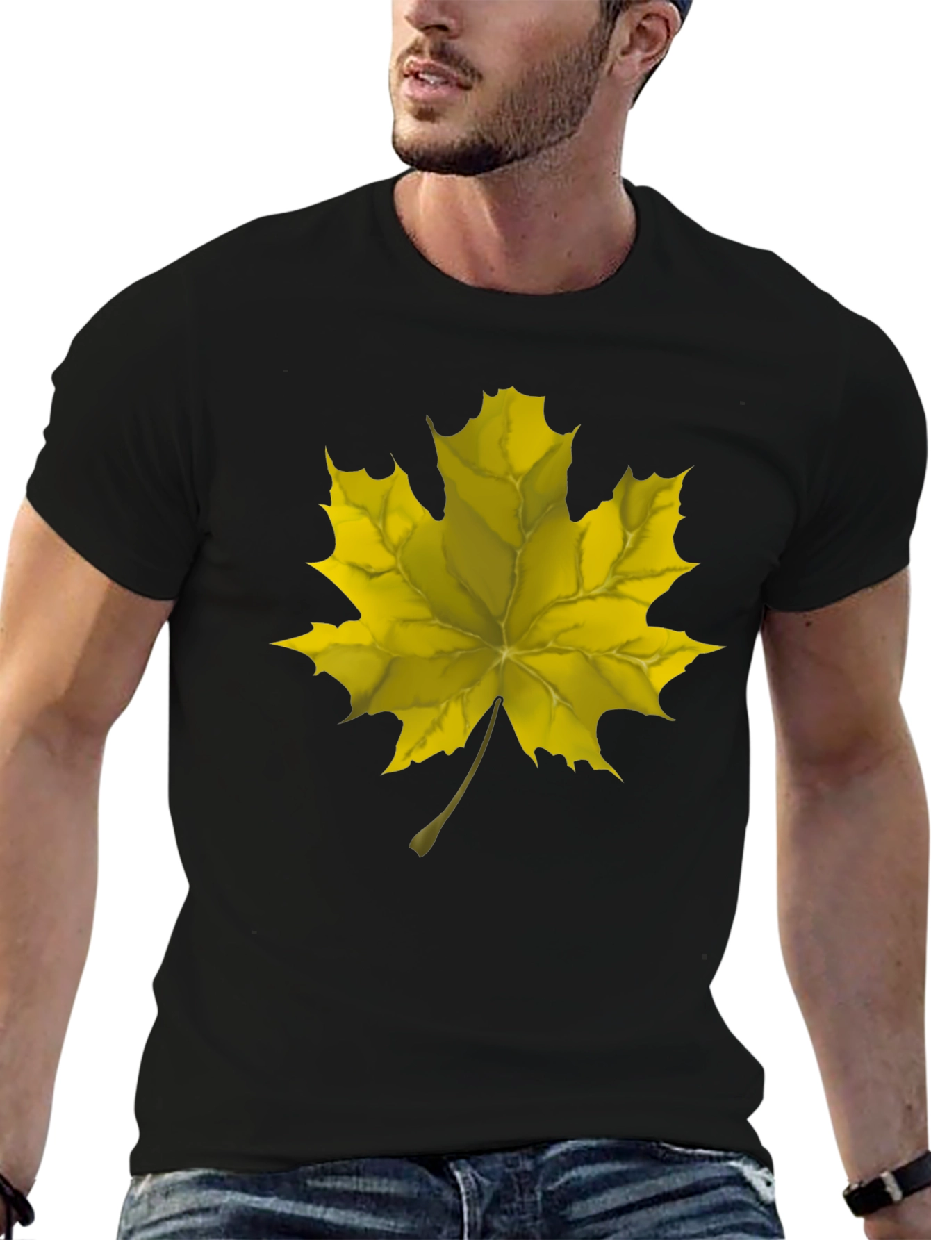Maple Leaf Graphic Tee - Black Cotton Comfort