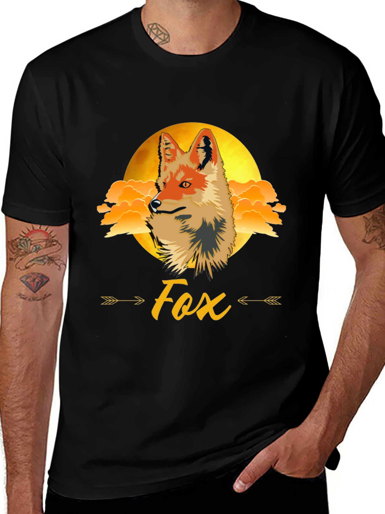 Fox Graphic Print Tee - Trendy Animal Design