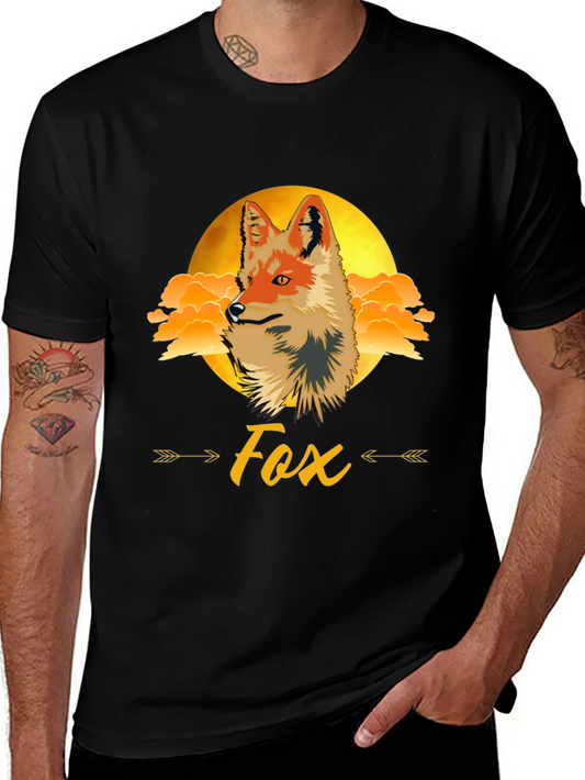 Fox Graphic Print Tee - Trendy Animal Design