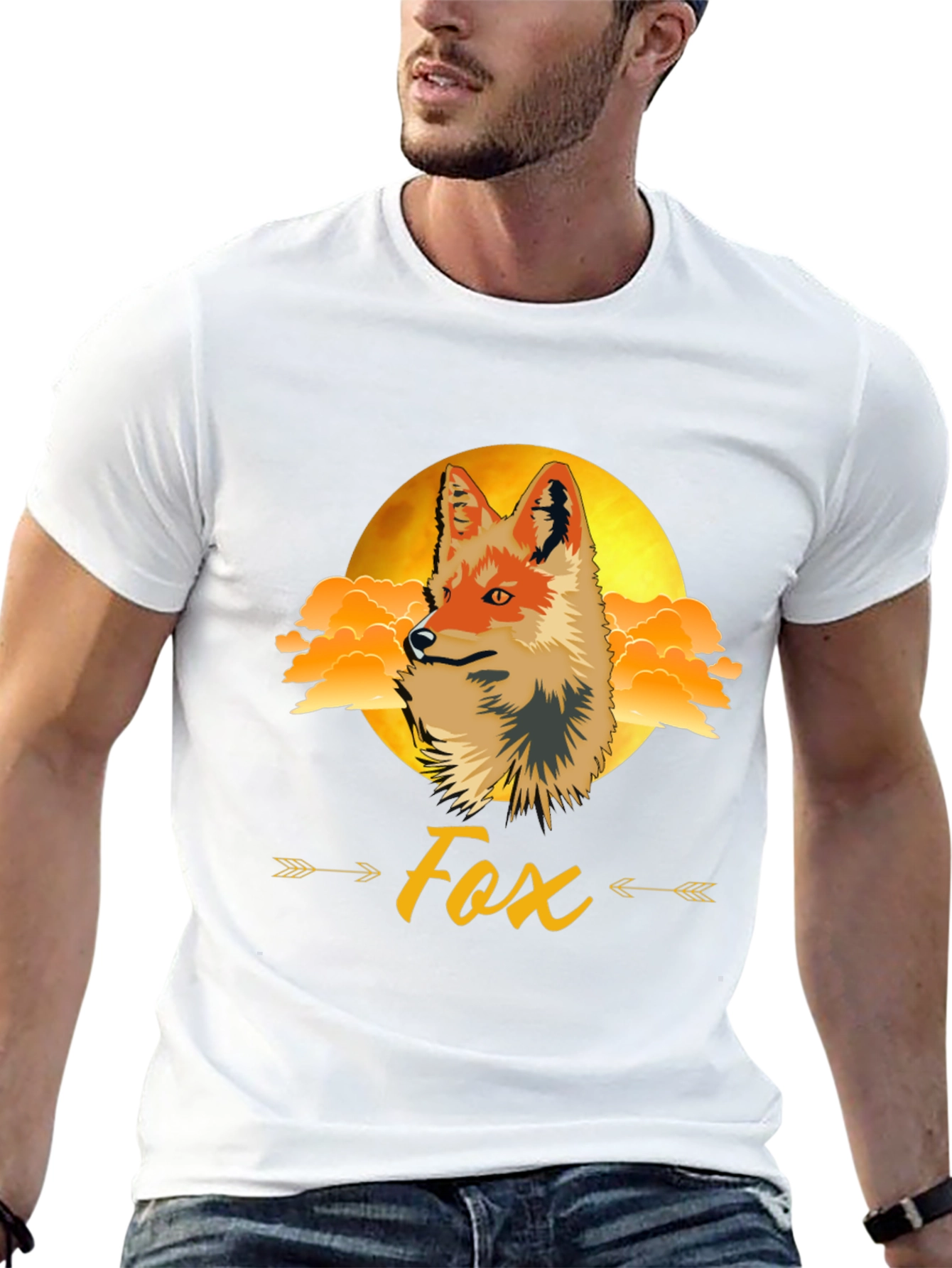 Fox Graphic Print Tee - Trendy Animal Design