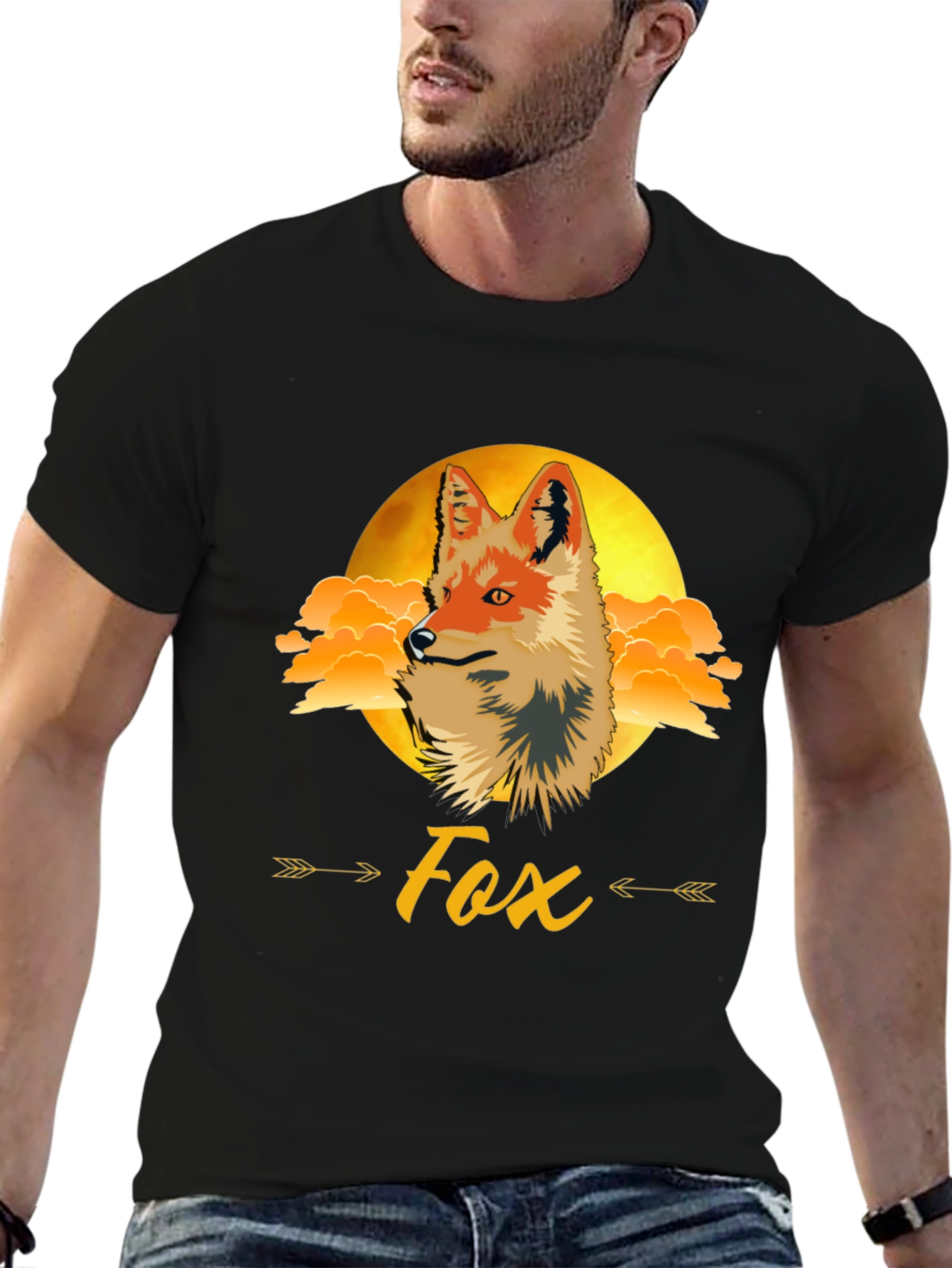 Fox Graphic Print Tee - Trendy Animal Design
