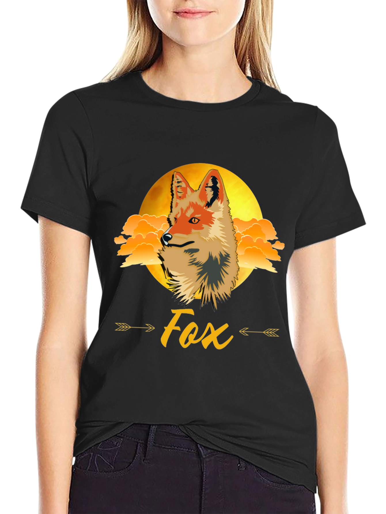 Fox Graphic Print Tee - Trendy Animal Design