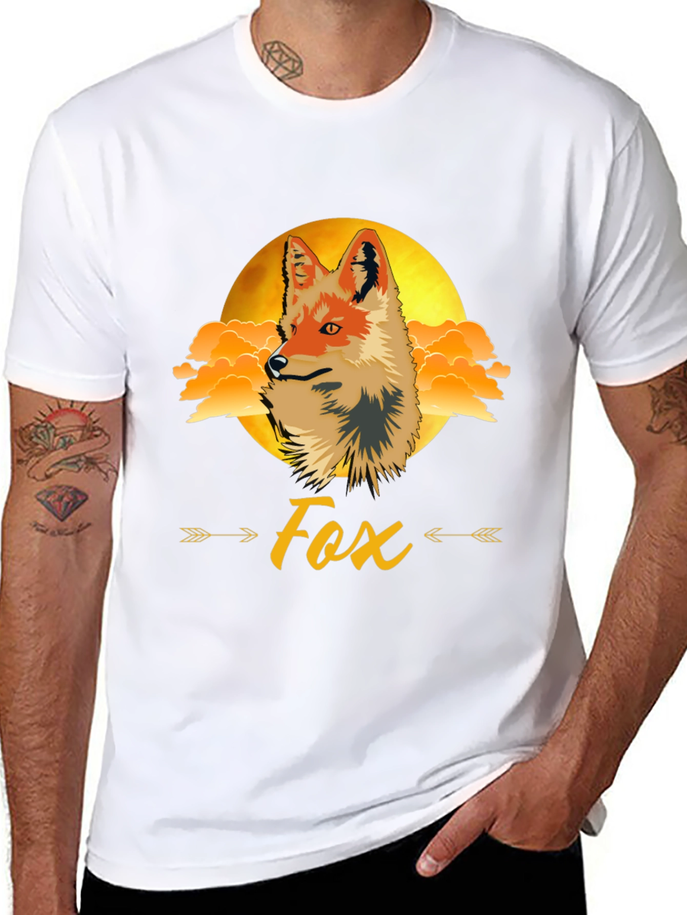 Fox Graphic Print Tee - Trendy Animal Design