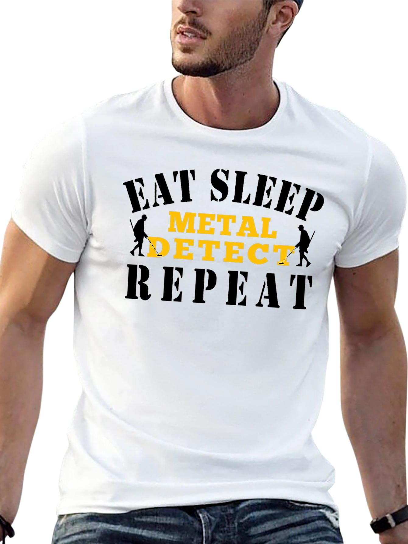 Eat Sleep Metal Detect Repeat Black T-Shirt