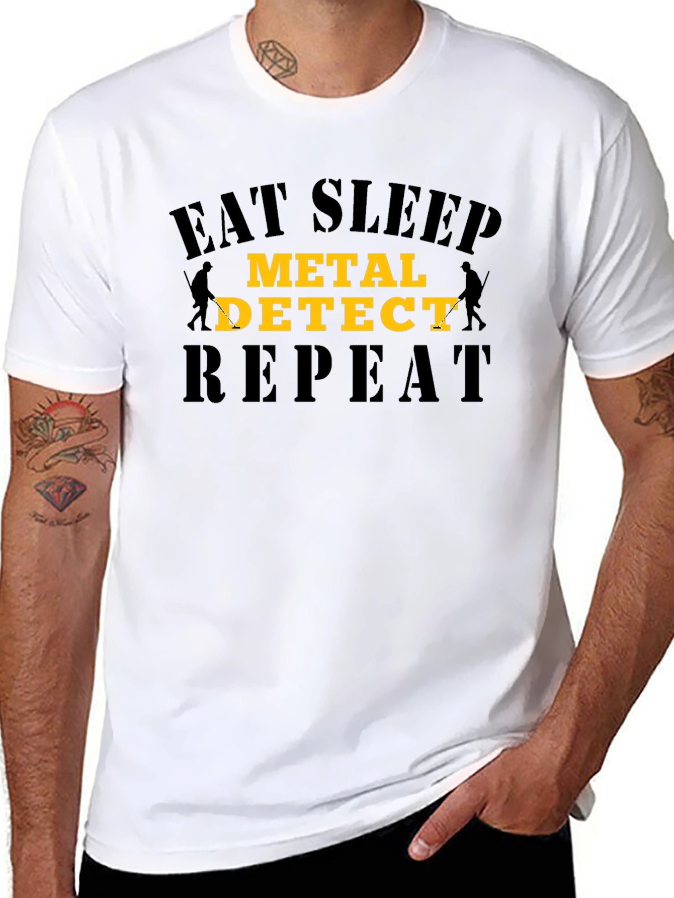 Eat Sleep Metal Detect Repeat Black T-Shirt