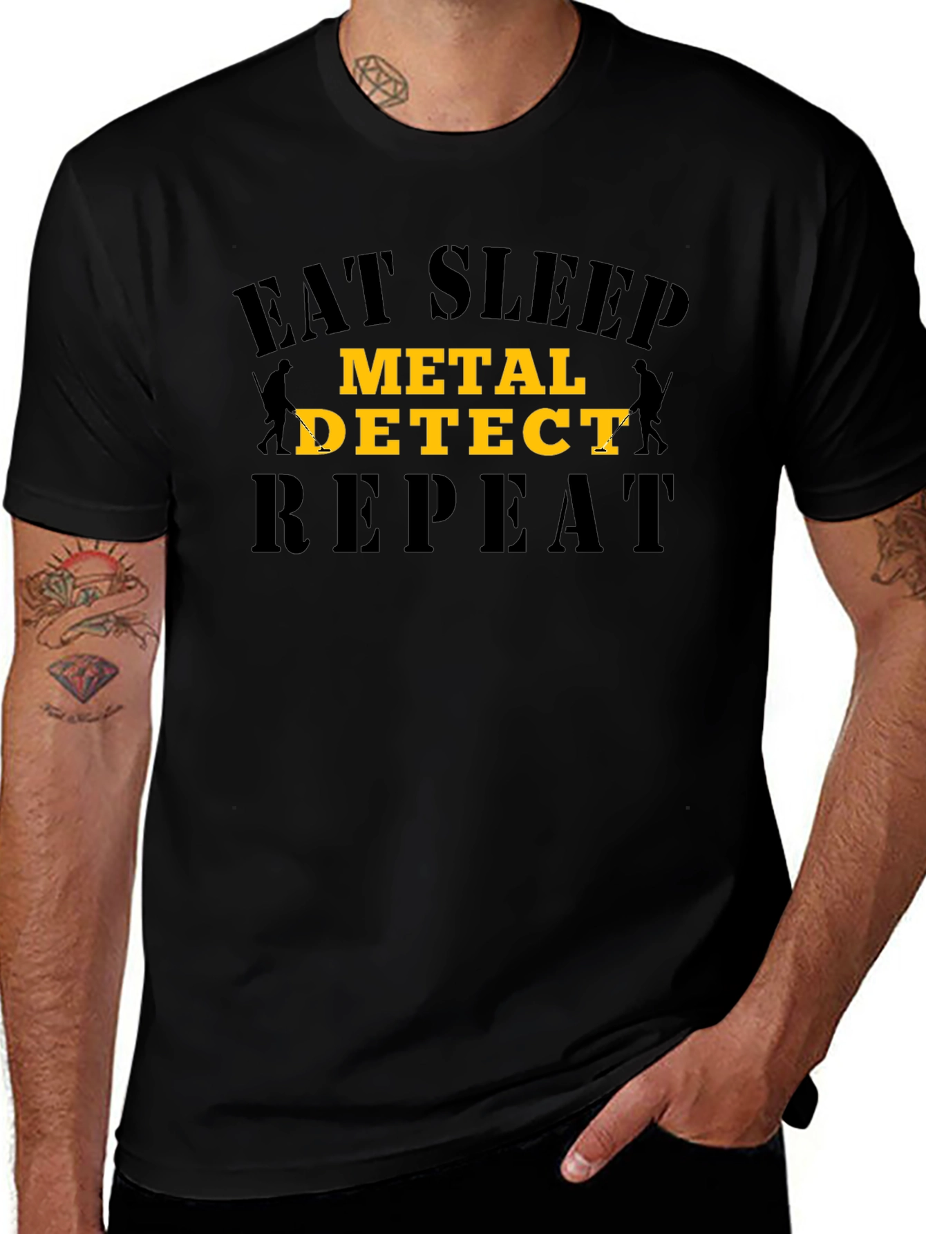 Eat Sleep Metal Detect Repeat Black T-Shirt