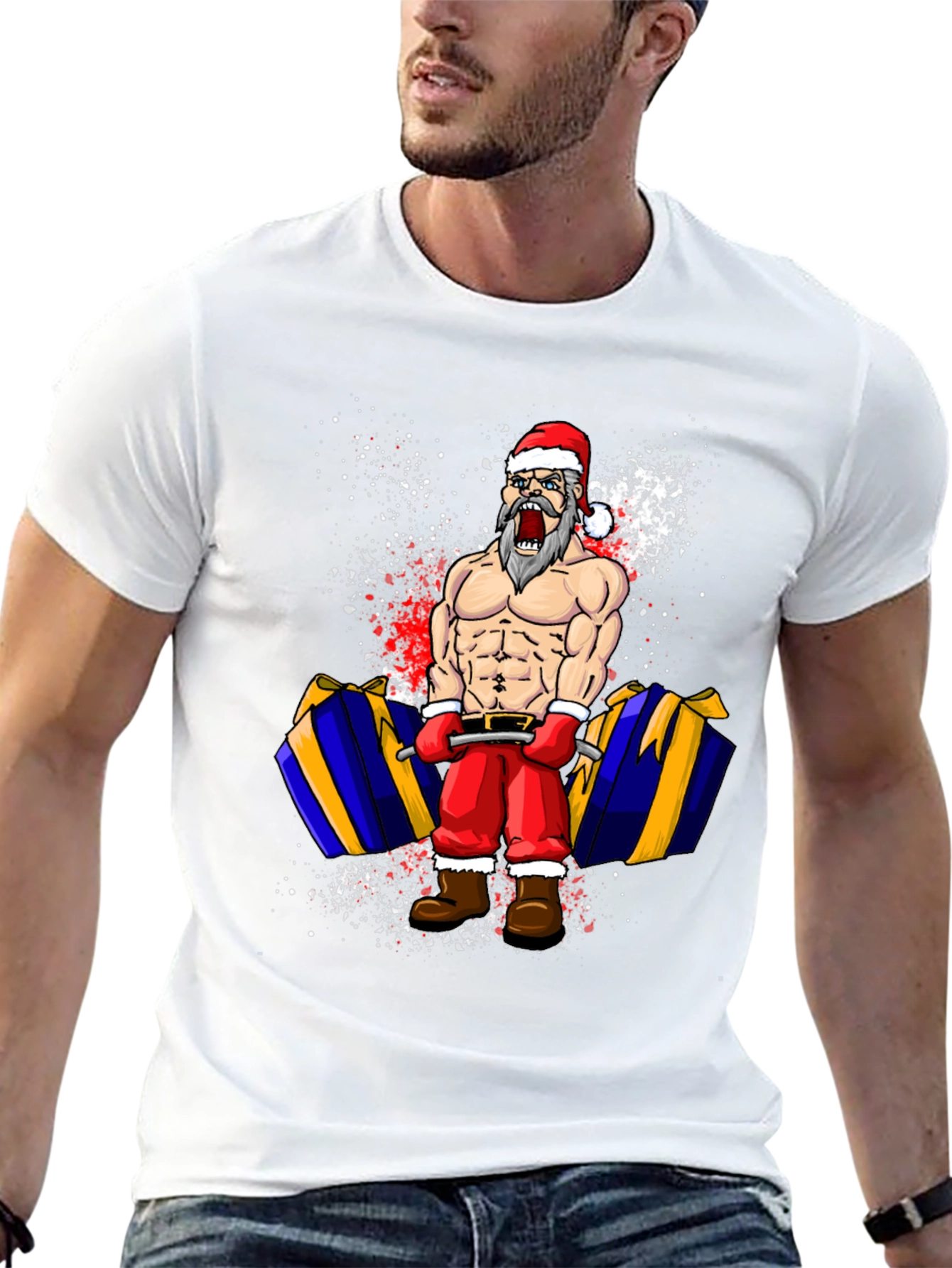Funny Santa Lifting T-Shirt