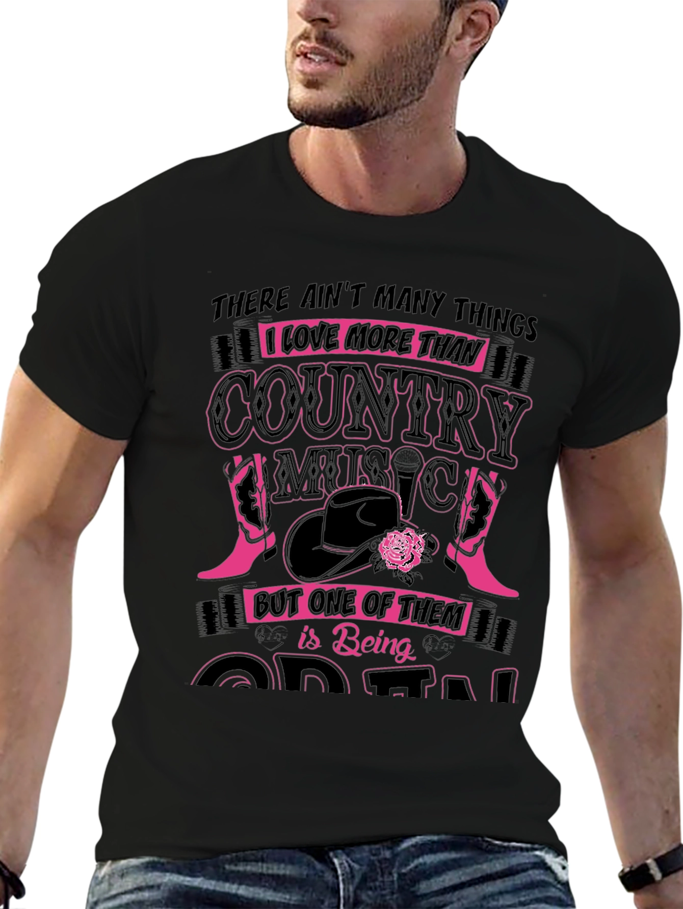 Country Music Lover Graphic Tee - Black
