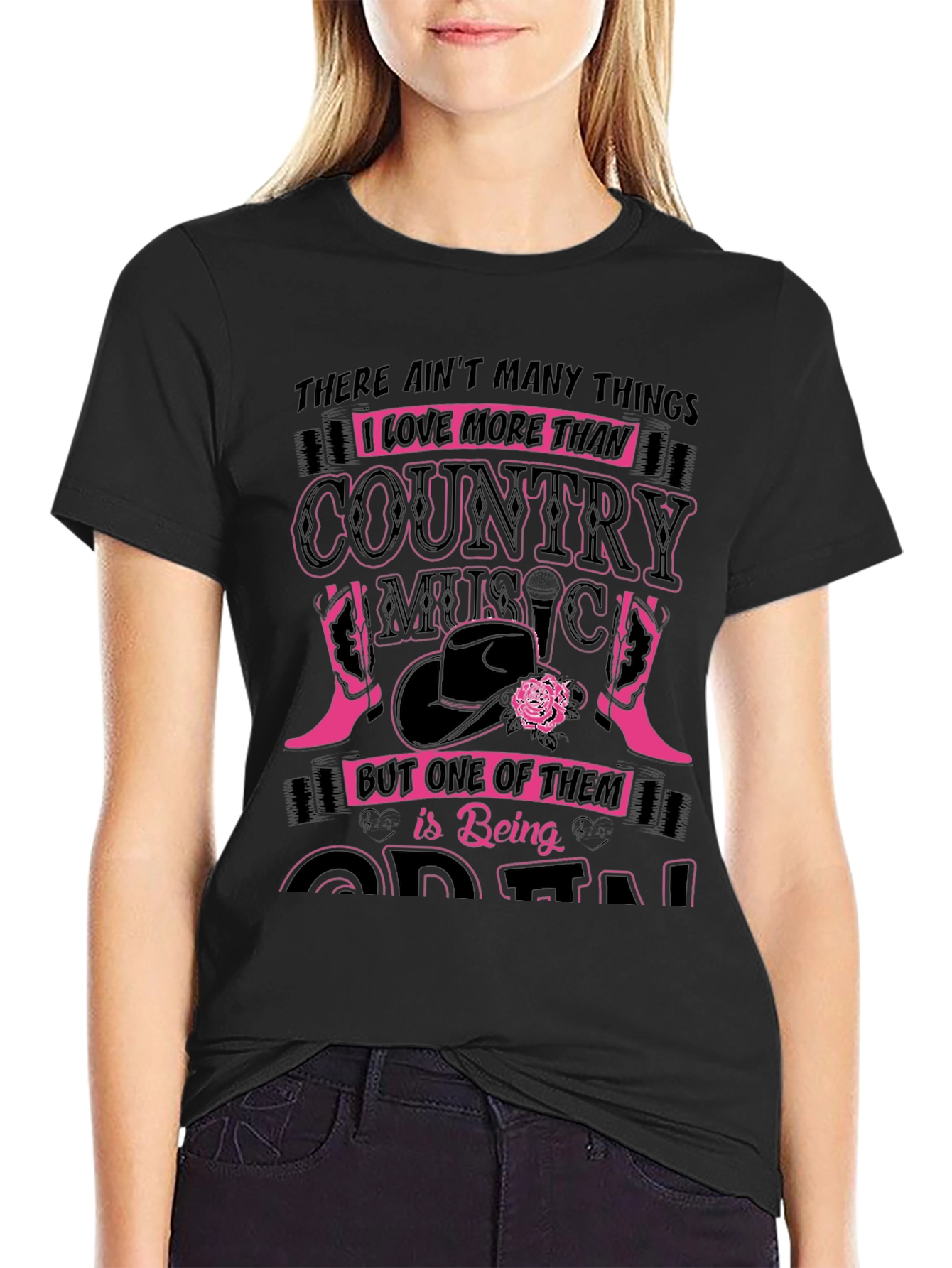 Country Music Lover Graphic Tee - Black