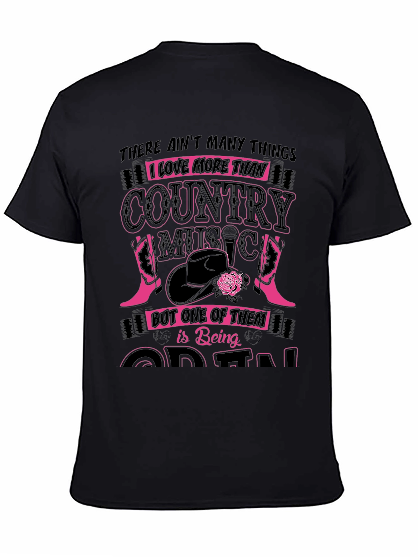 Country Music Lover Graphic Tee - Black