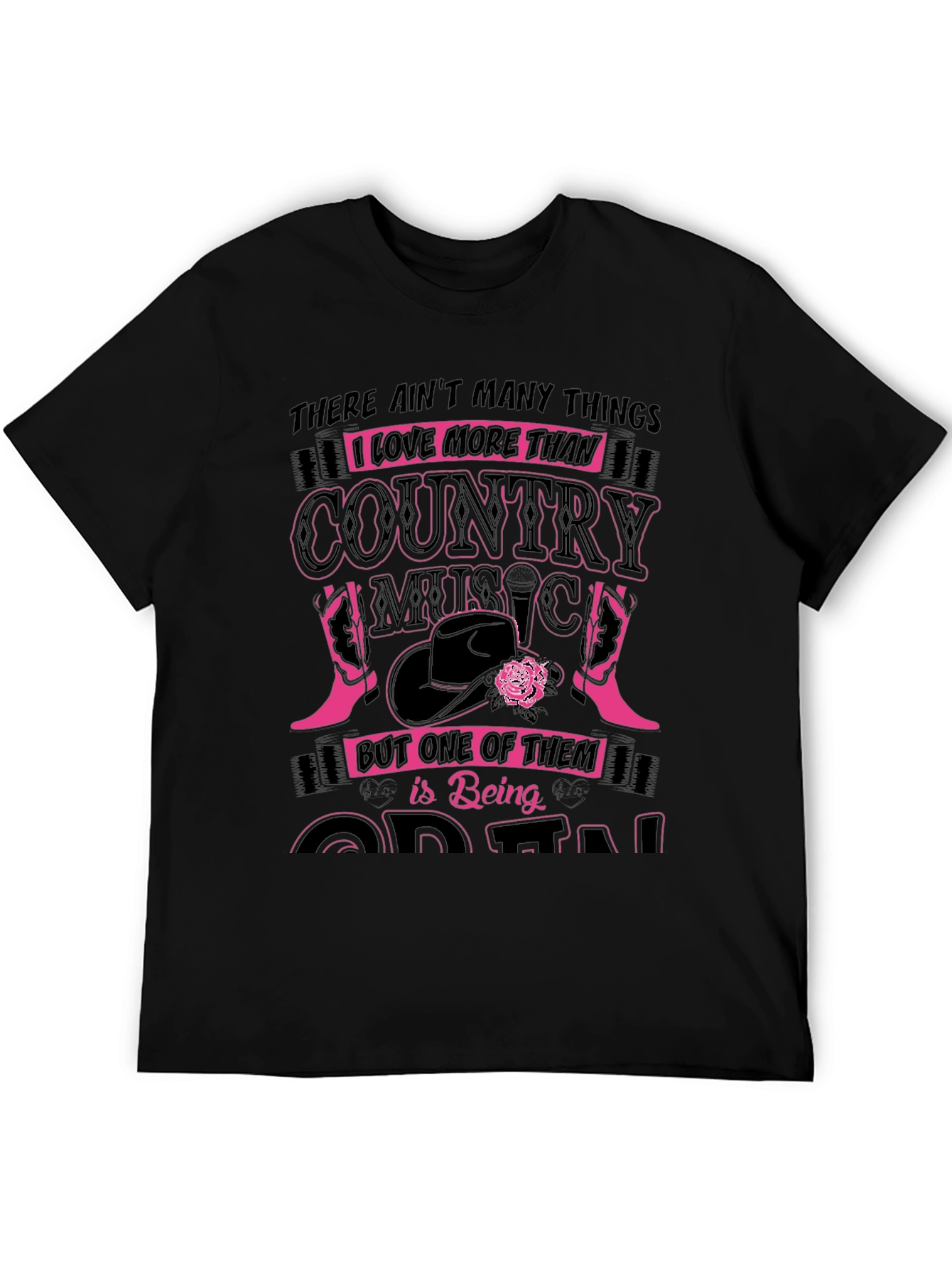 Country Music Lover Graphic Tee - Black