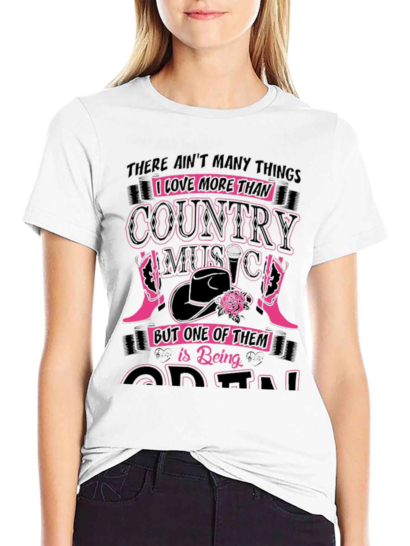 Country Music Lover Graphic Tee - Black