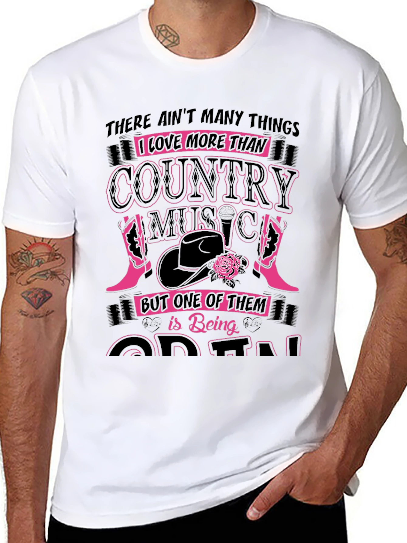 Country Music Lover Graphic Tee - Black