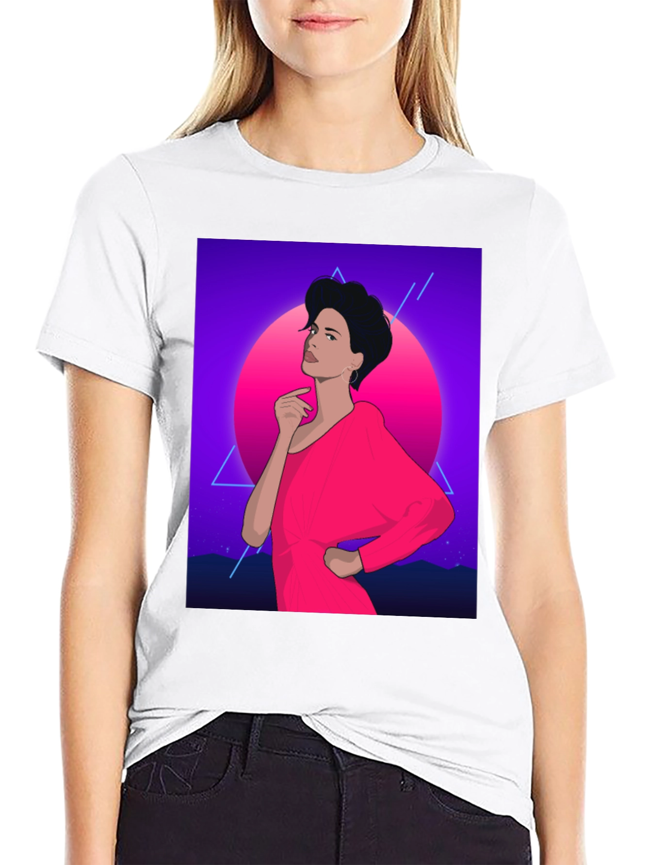 Retro 80s Woman Graphic Tee - Black