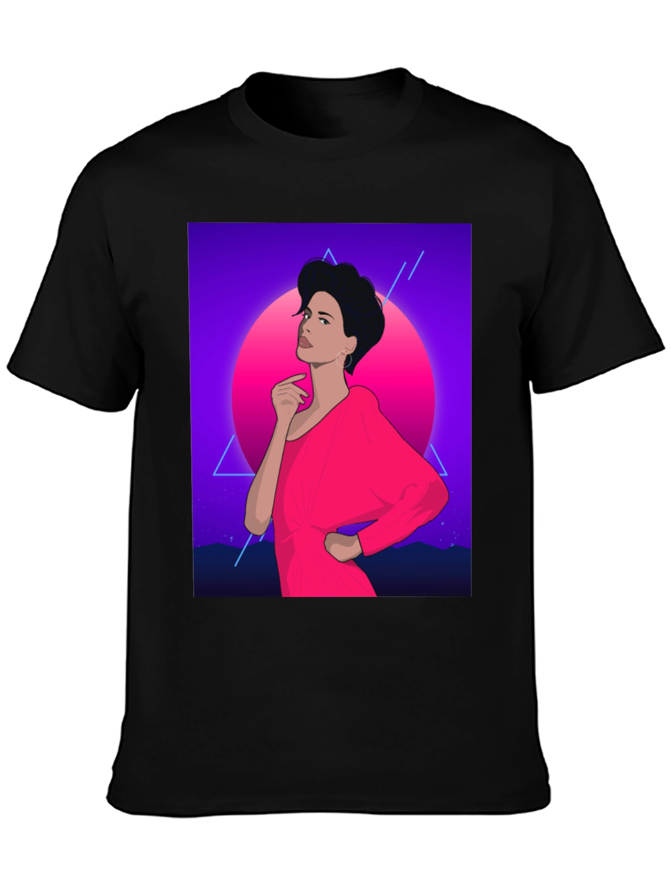 Retro 80s Woman Graphic Tee - Black