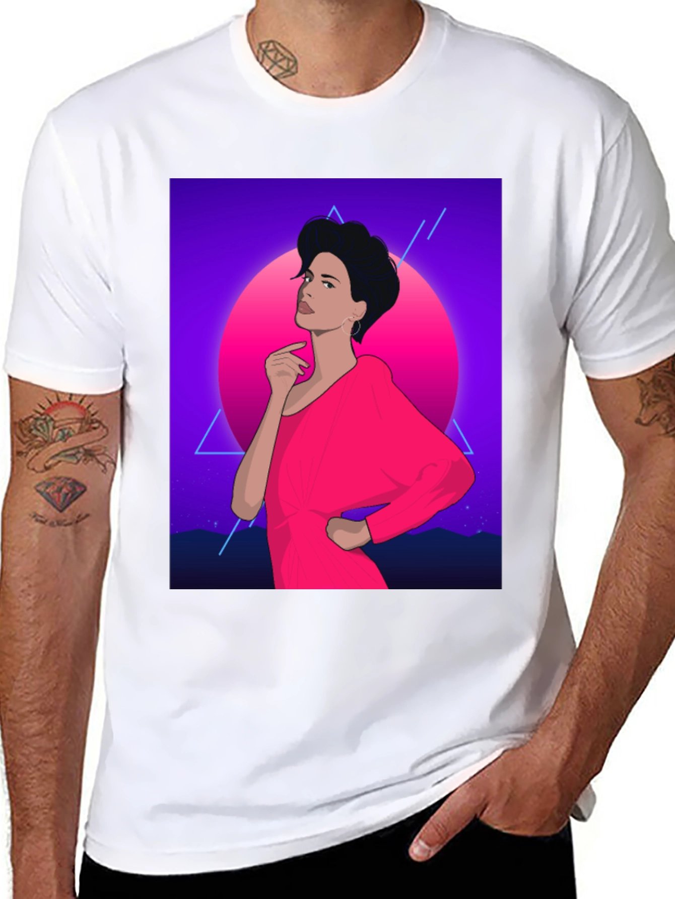 Retro 80s Woman Graphic Tee - Black