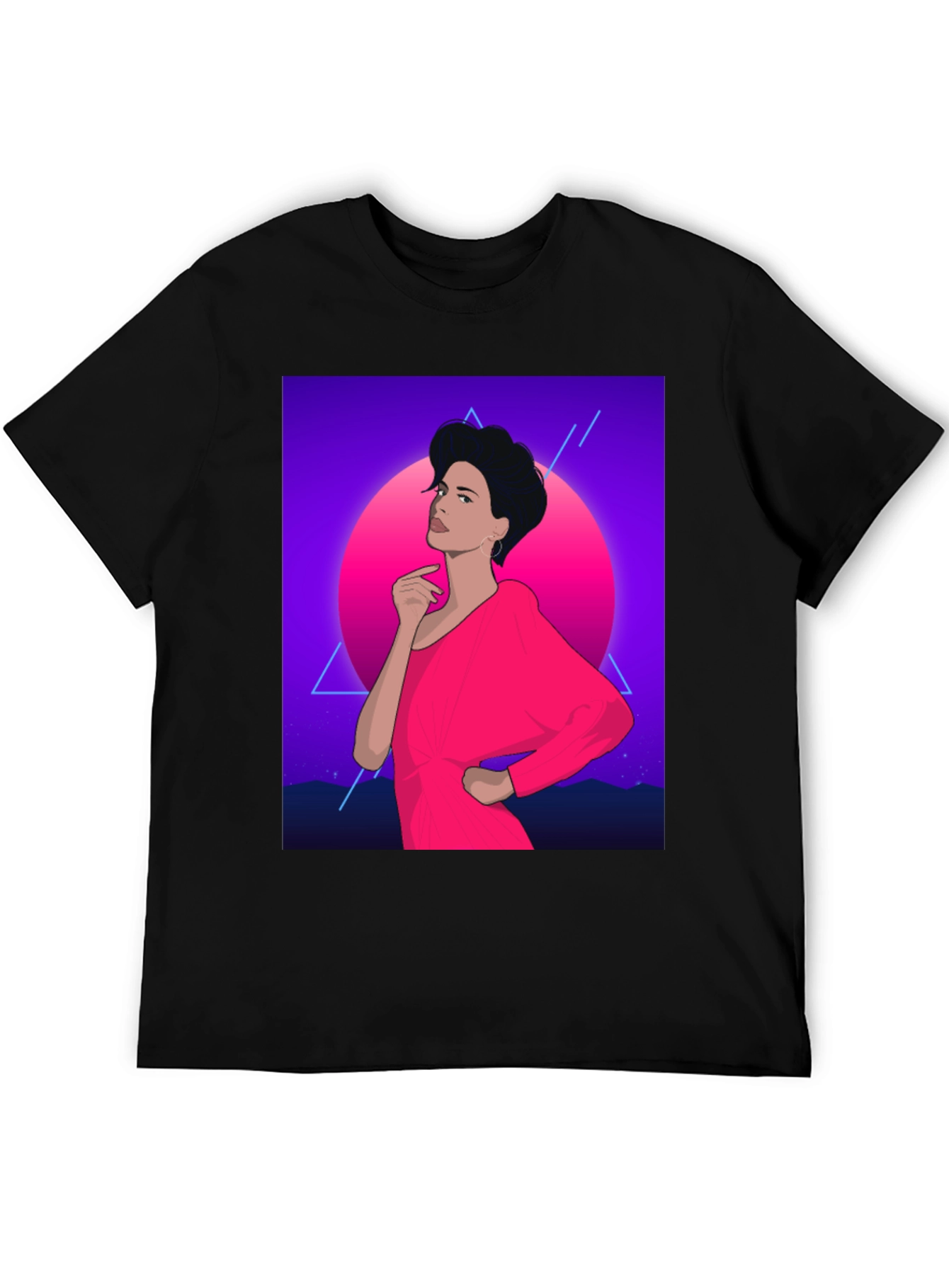 Retro 80s Woman Graphic Tee - Black