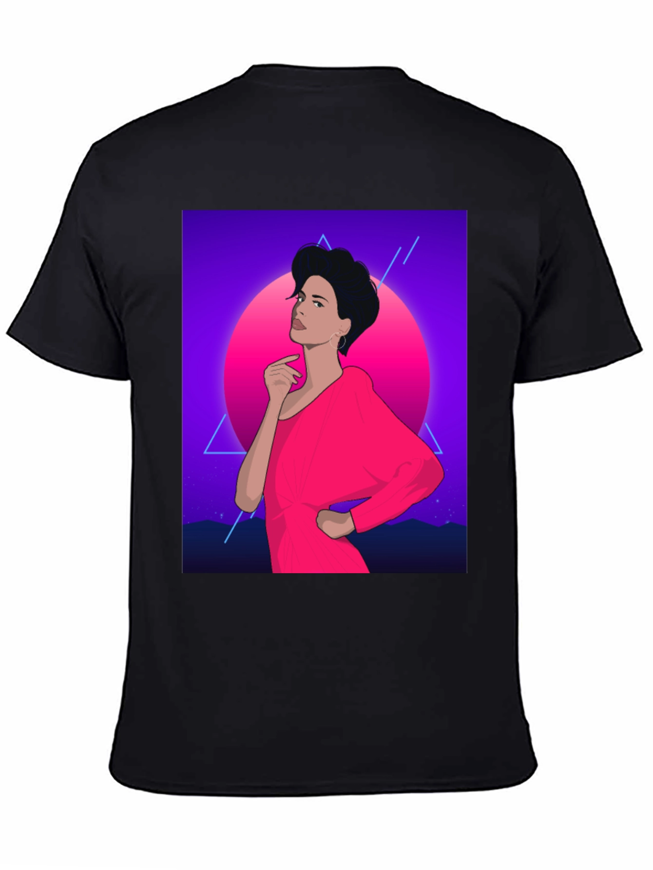 Retro 80s Woman Graphic Tee - Black
