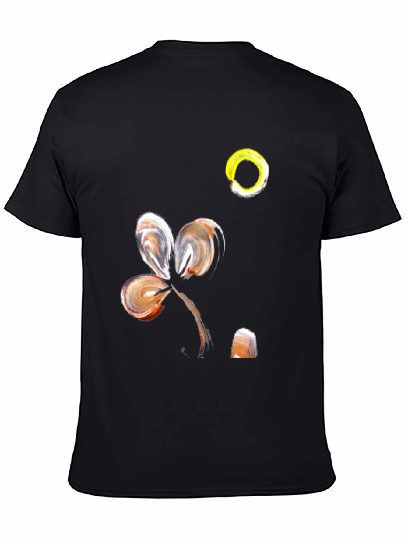 Abstract Floral Design Black T-Shirt