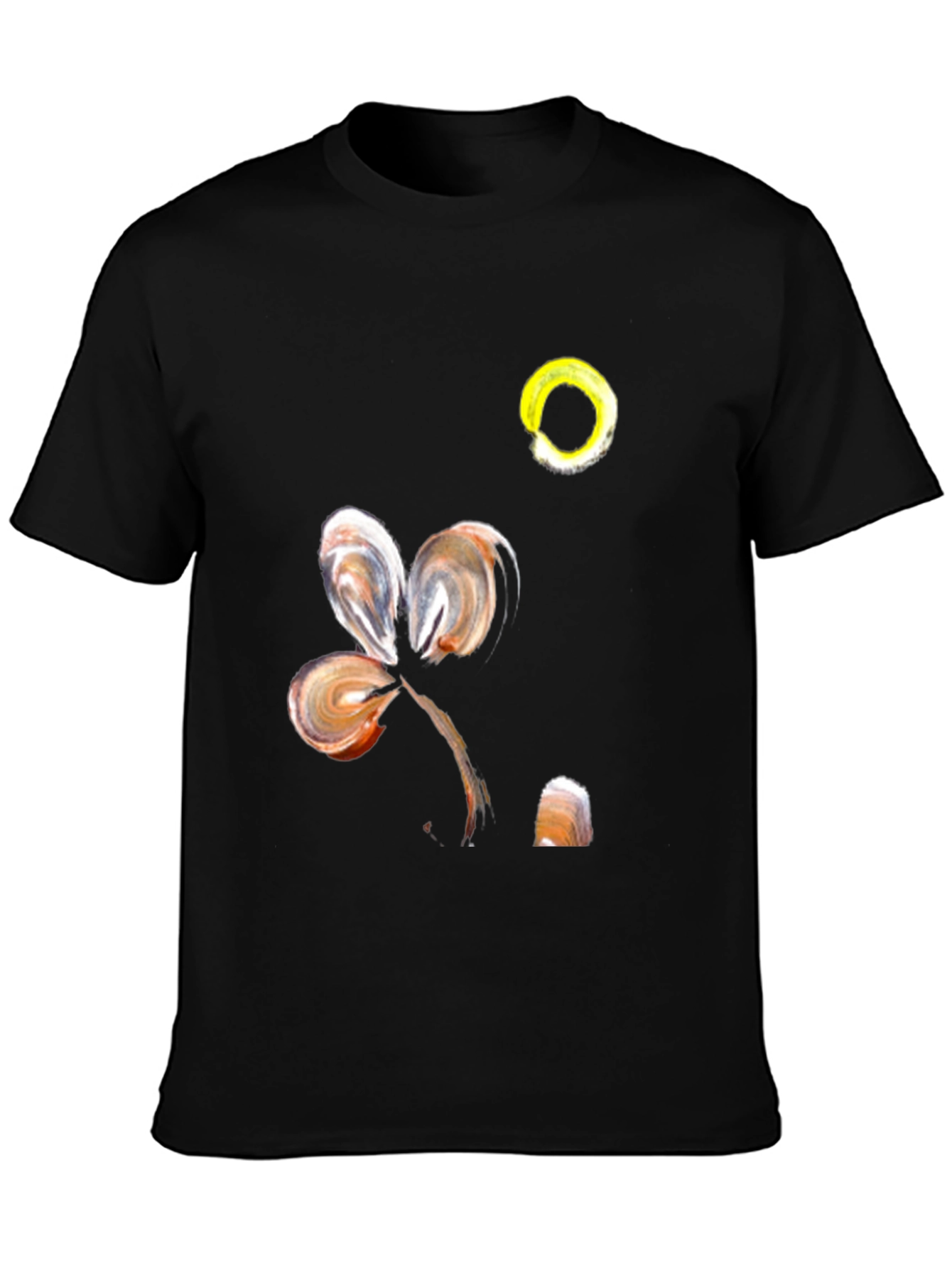 Abstract Floral Design Black T-Shirt