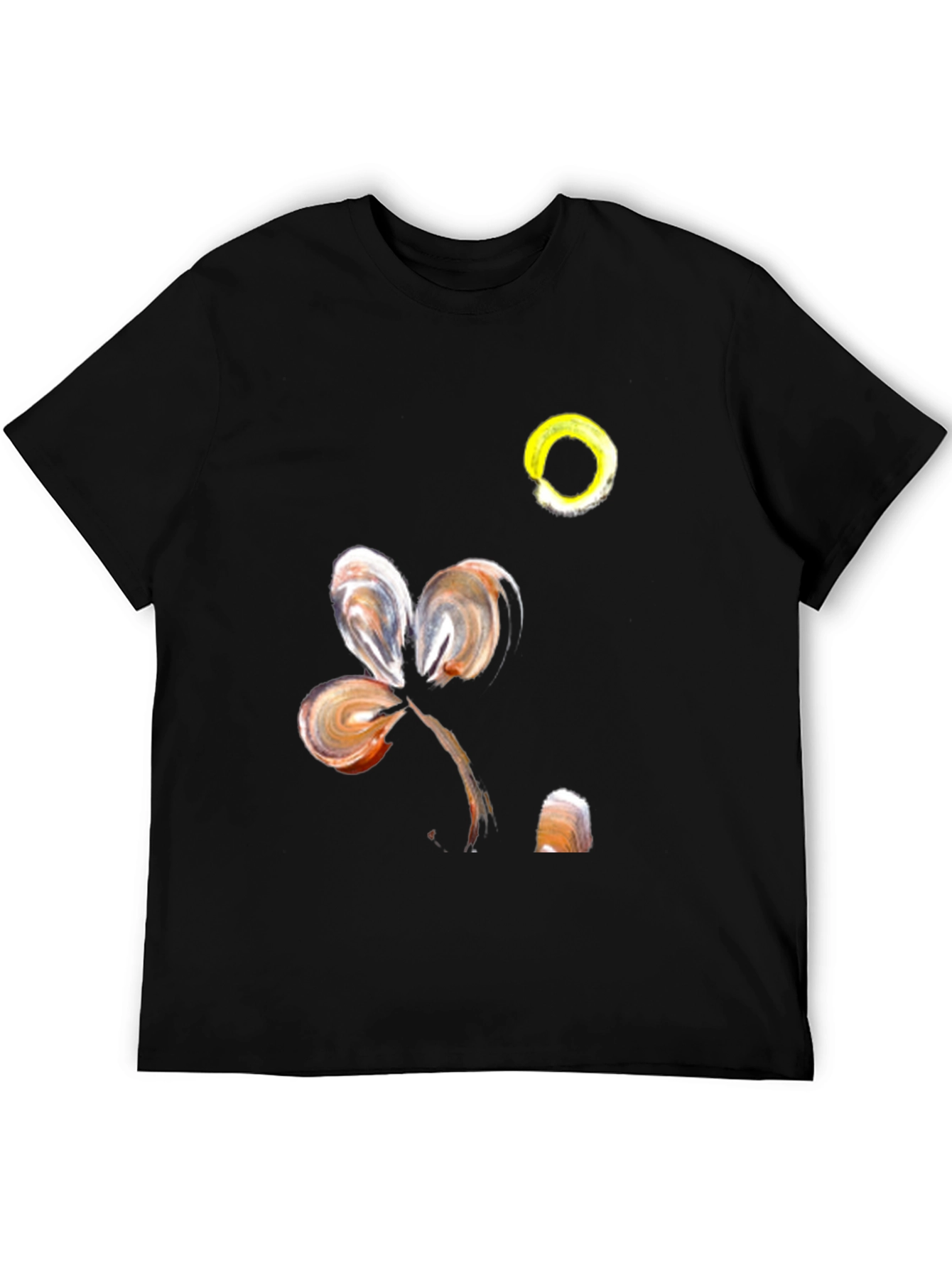 Abstract Floral Design Black T-Shirt