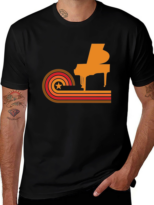 Retro Piano Graphic Tee - Cool Music Lover T-Shirt