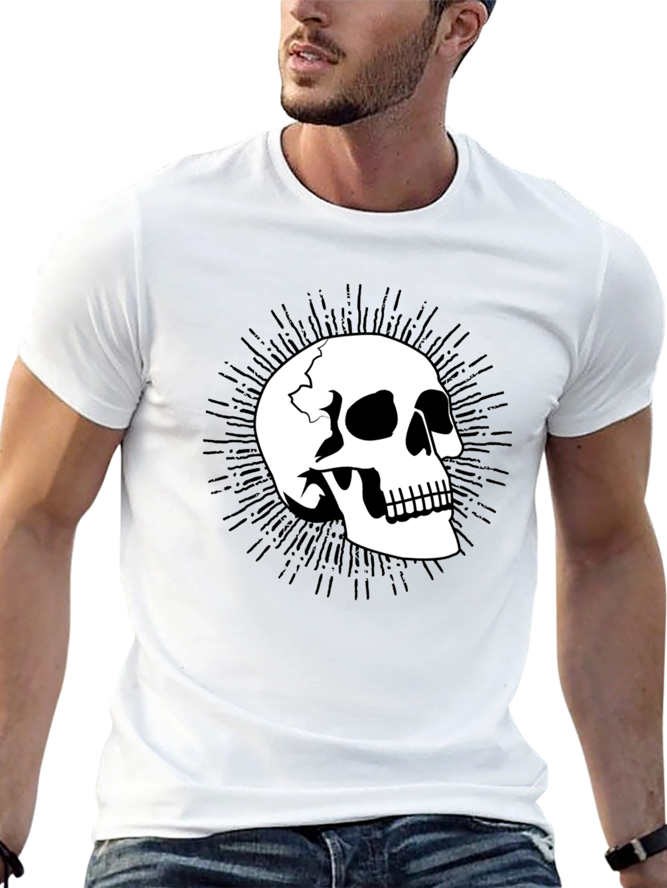 Skull Graphic Tee - Mens Black Cotton T-Shirt