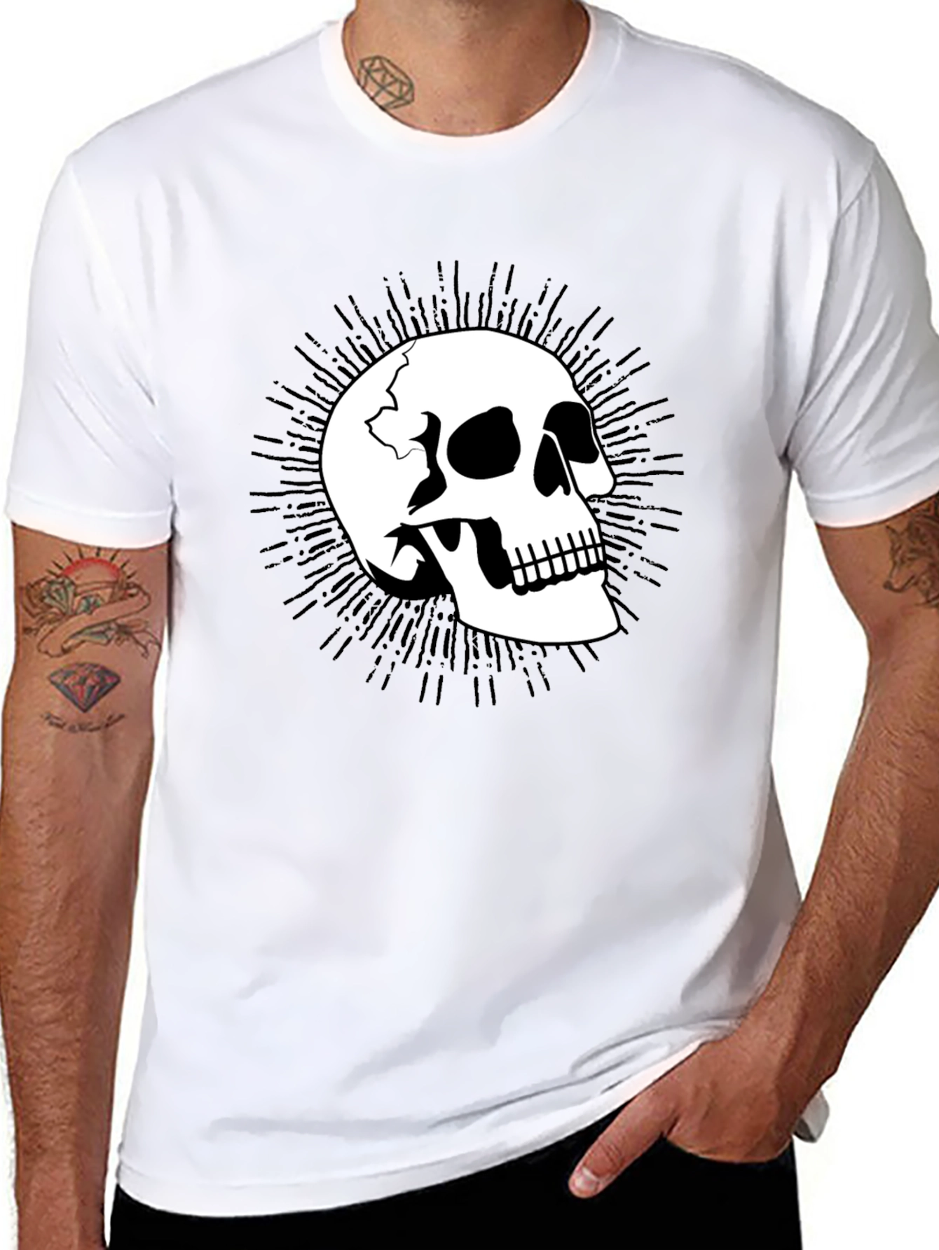 Skull Graphic Tee - Mens Black Cotton T-Shirt