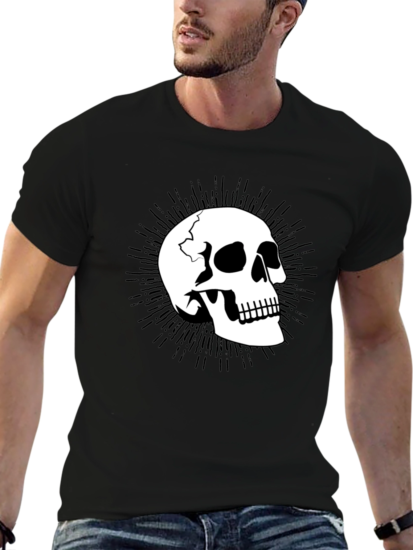 Skull Graphic Tee - Mens Black Cotton T-Shirt