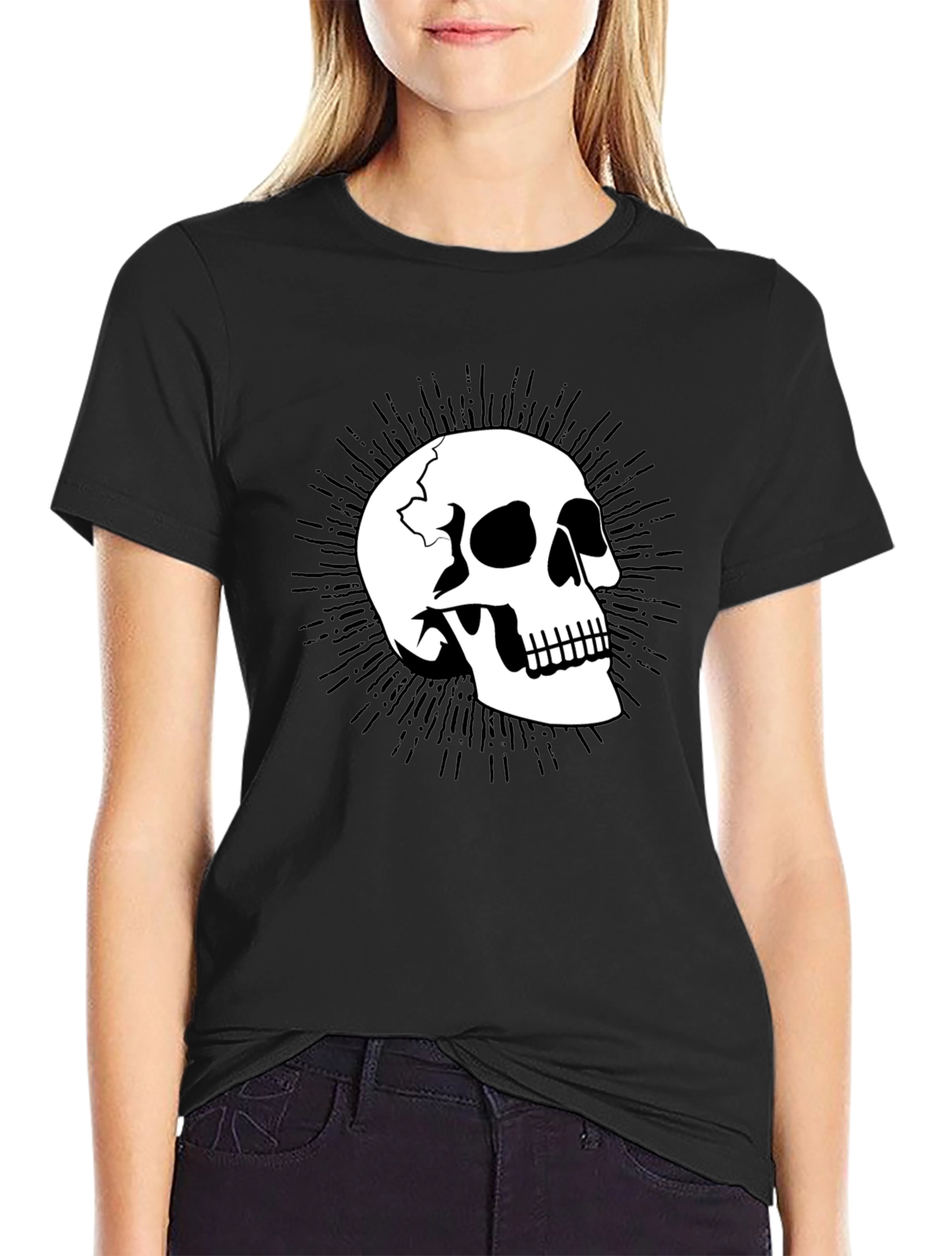 Skull Graphic Tee - Mens Black Cotton T-Shirt