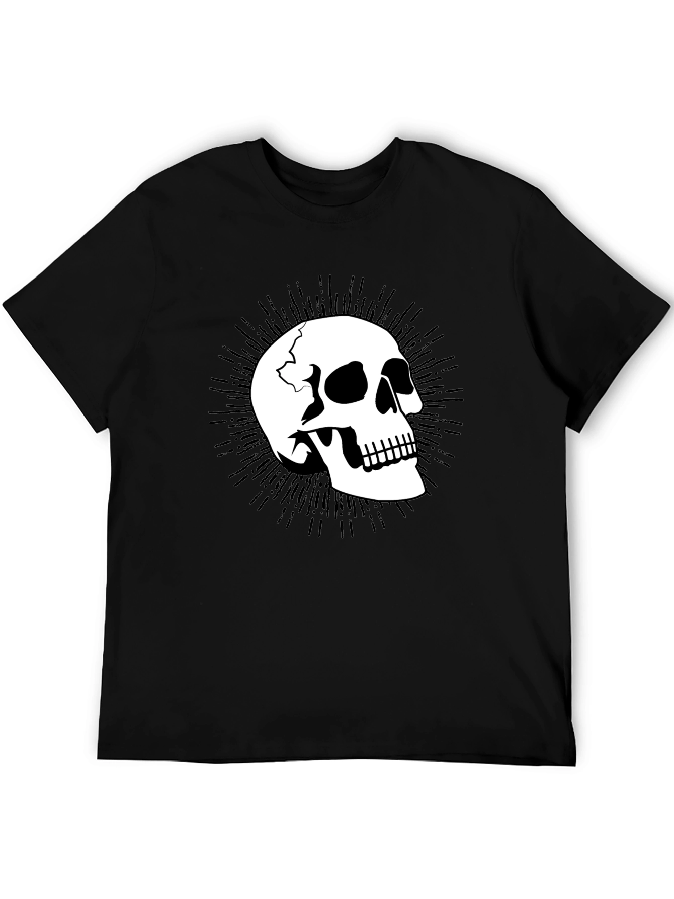 Skull Graphic Tee - Mens Black Cotton T-Shirt