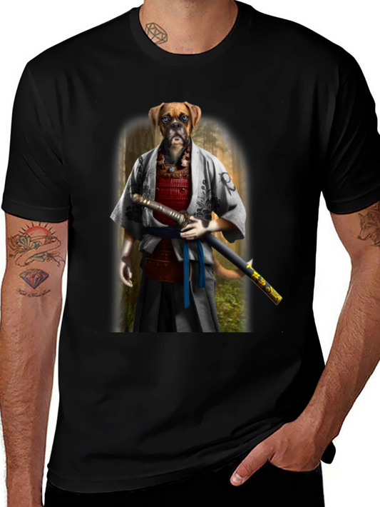 Samurai Boxer Dog T-Shirt: Warrior Pet Tee