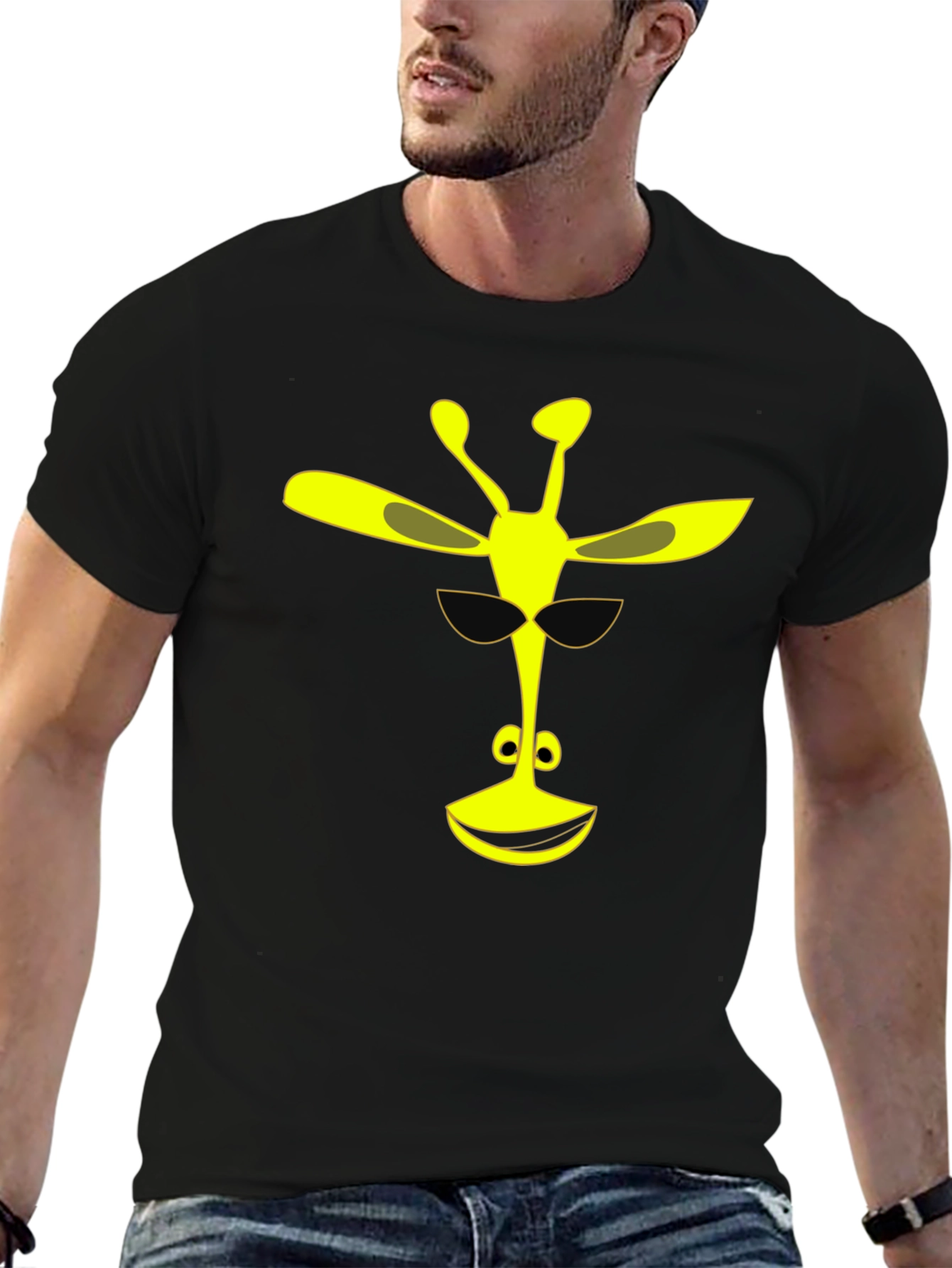 Cool Giraffe Graphic Tee - Black Cotton T-Shirt