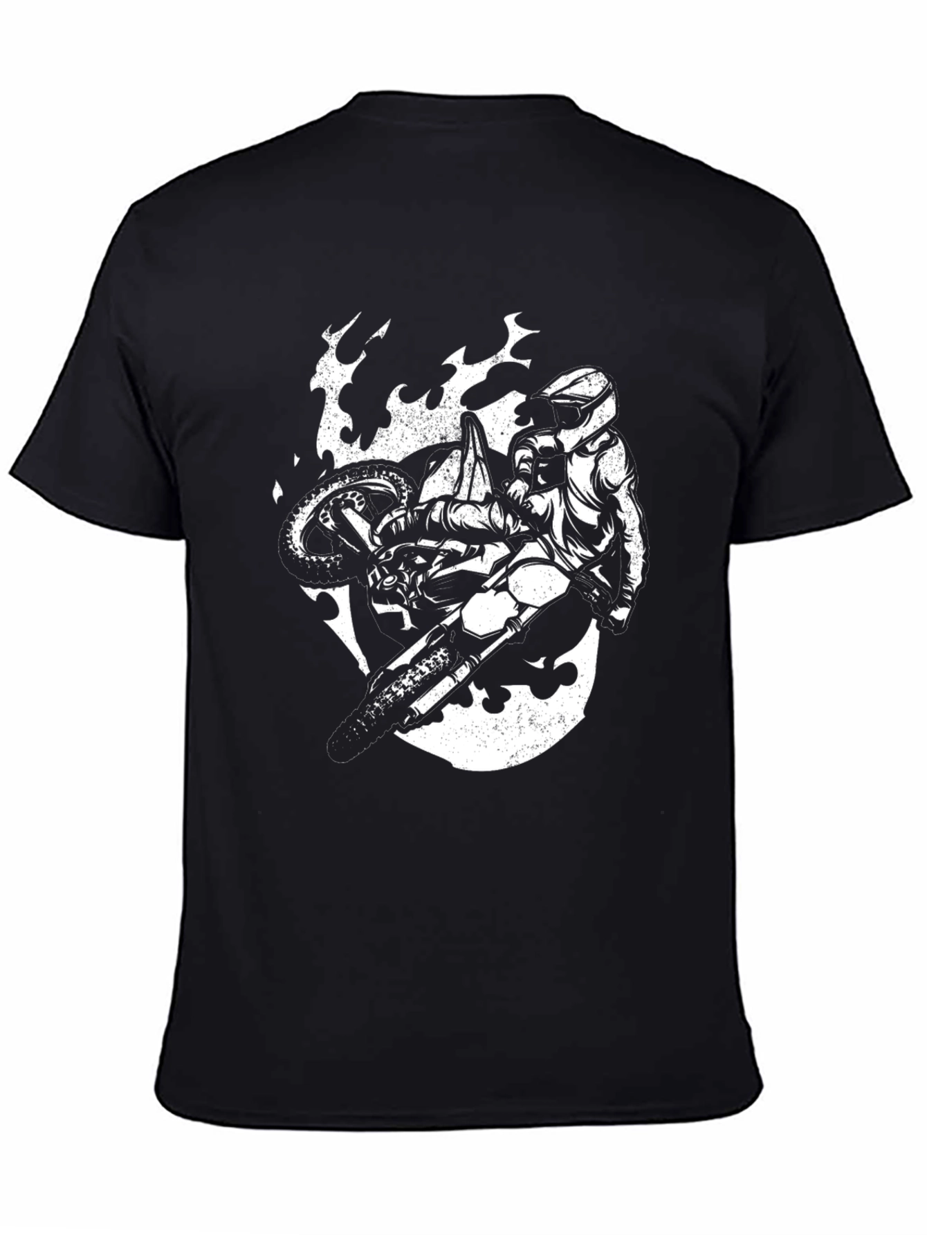 Motocross Rider Graphic Tee - Black Cotton Blend