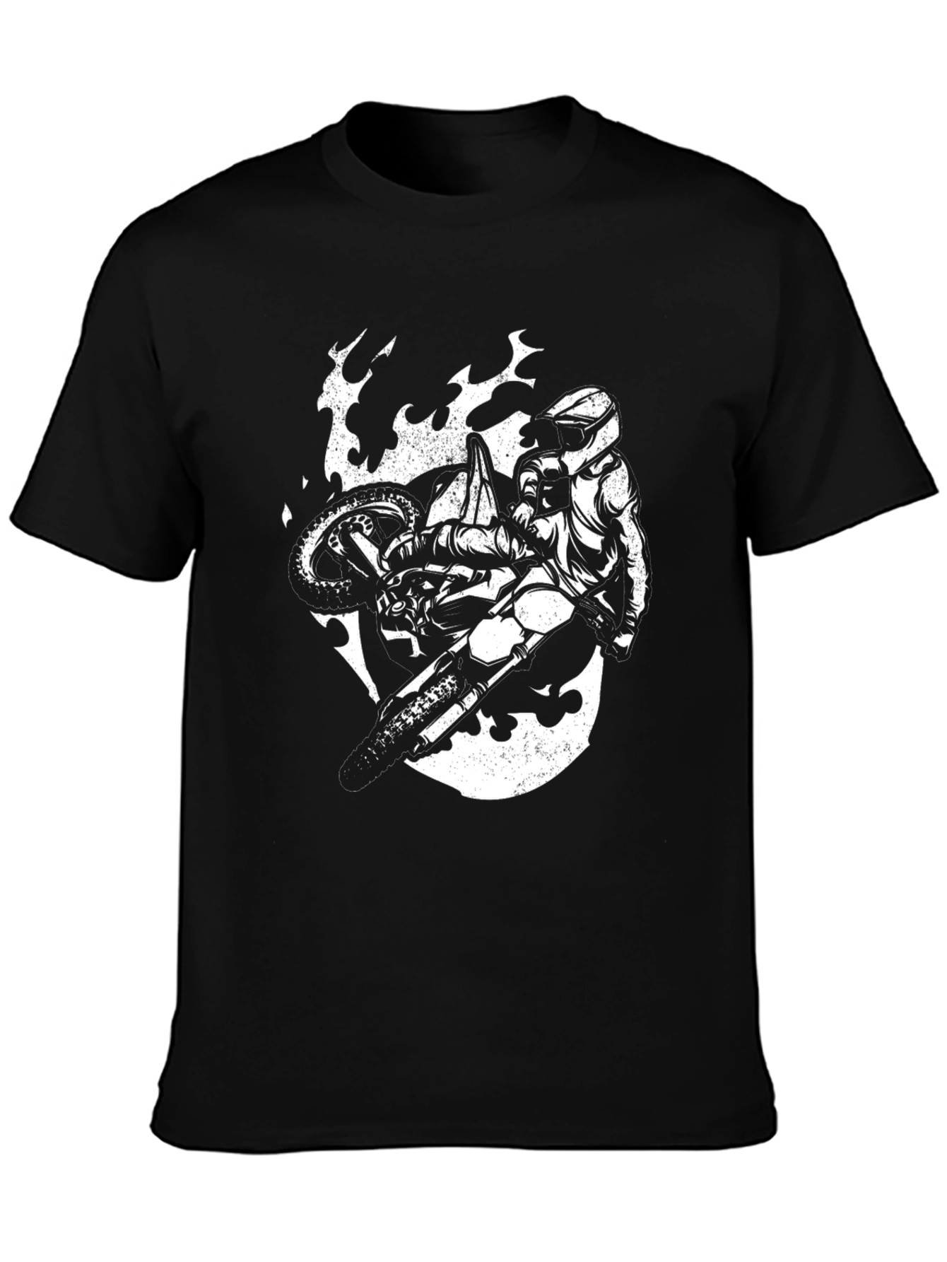 Motocross Rider Graphic Tee - Black Cotton Blend